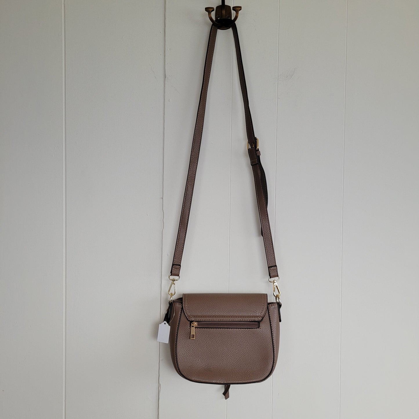 Taupe Crossbody Bag with Gold Hardware - Vieta