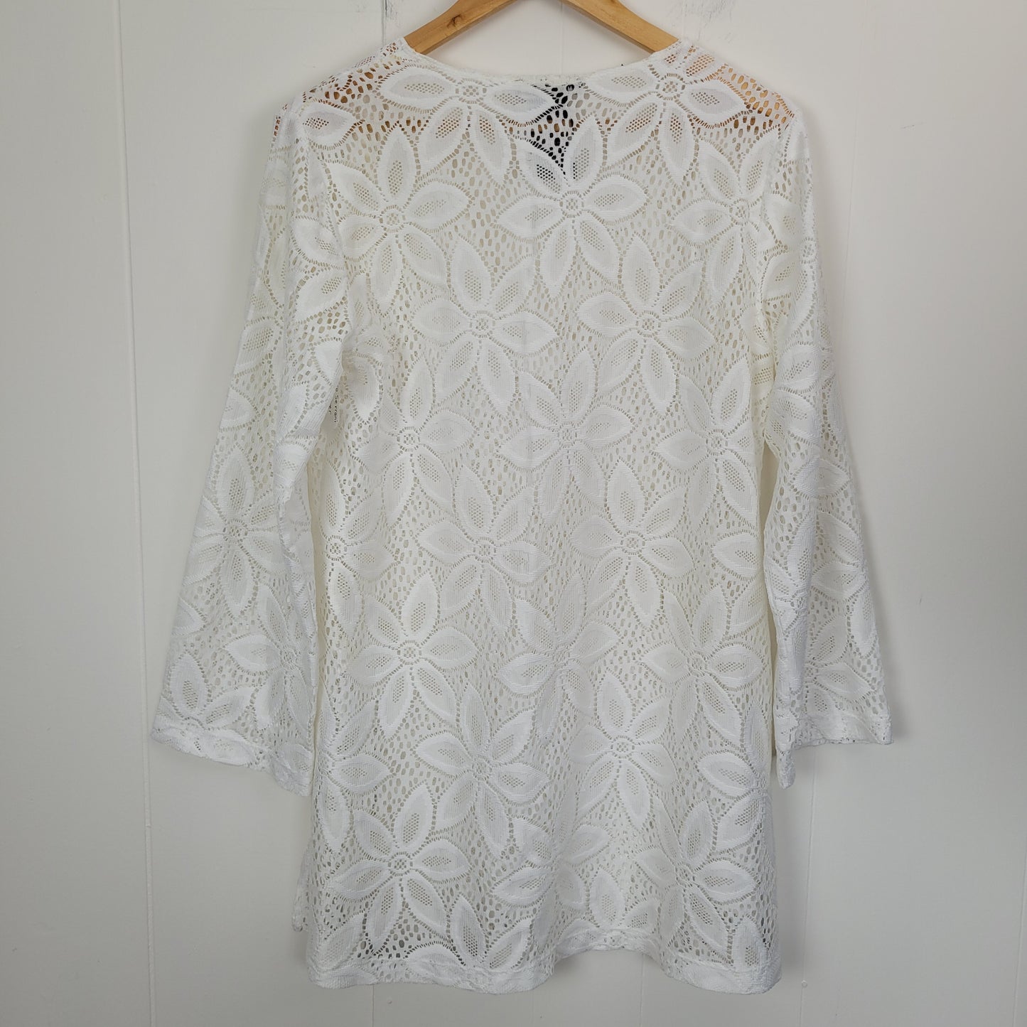 White Floral Lace Swim Cover-Up - Mario Serrani (Medium)