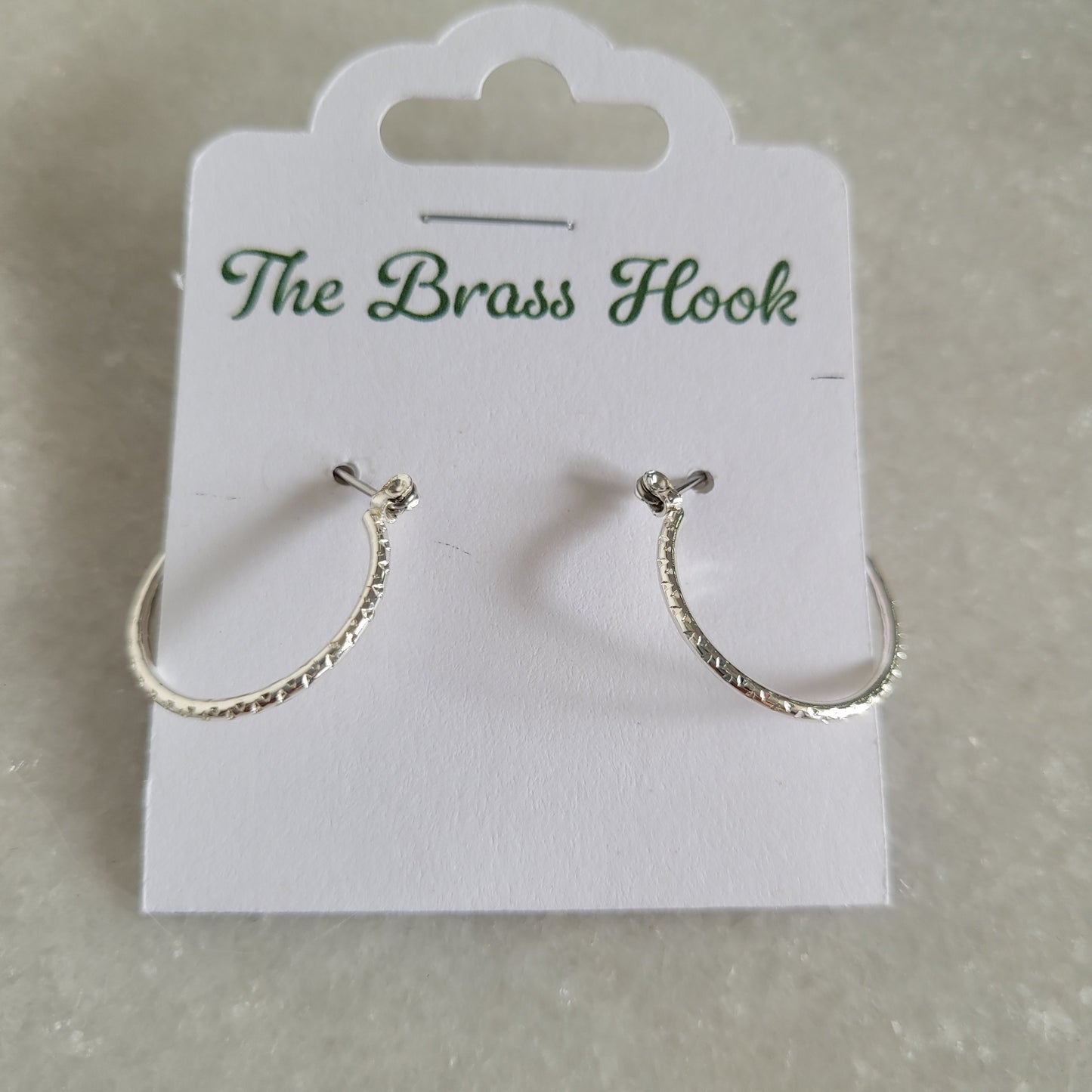 Silver-Tone Textured Hoop Earrings