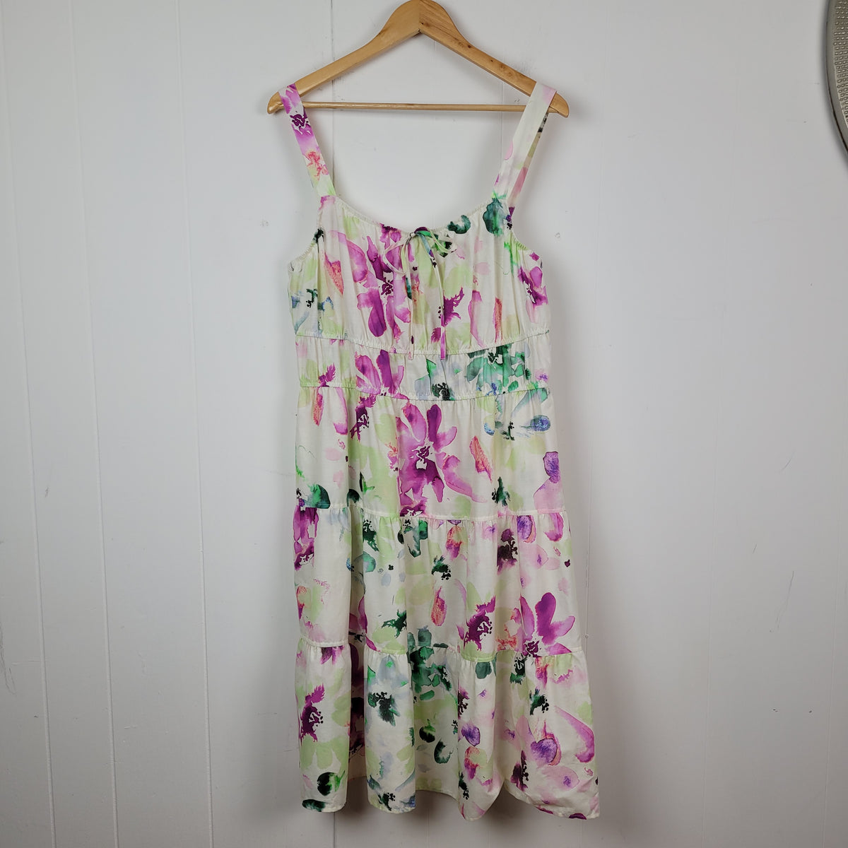 Watercolour Floral Tiered Midi Dress - BB Dakota (XL)