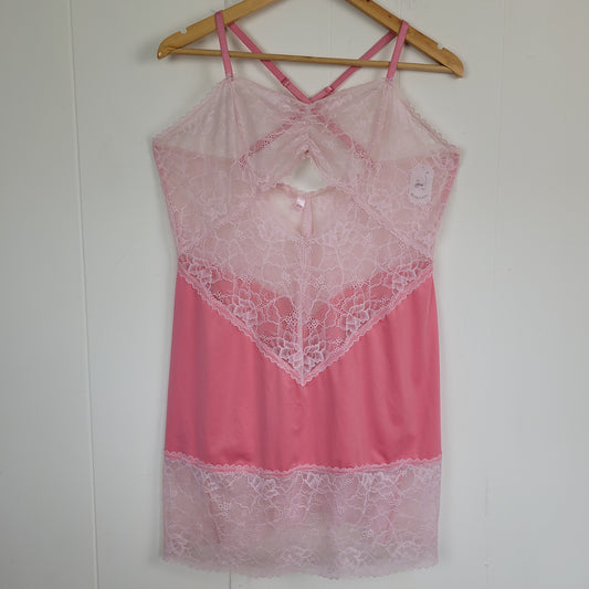 Pink Lace Chemise Lingerie - La Vie en Rose (Size XL)