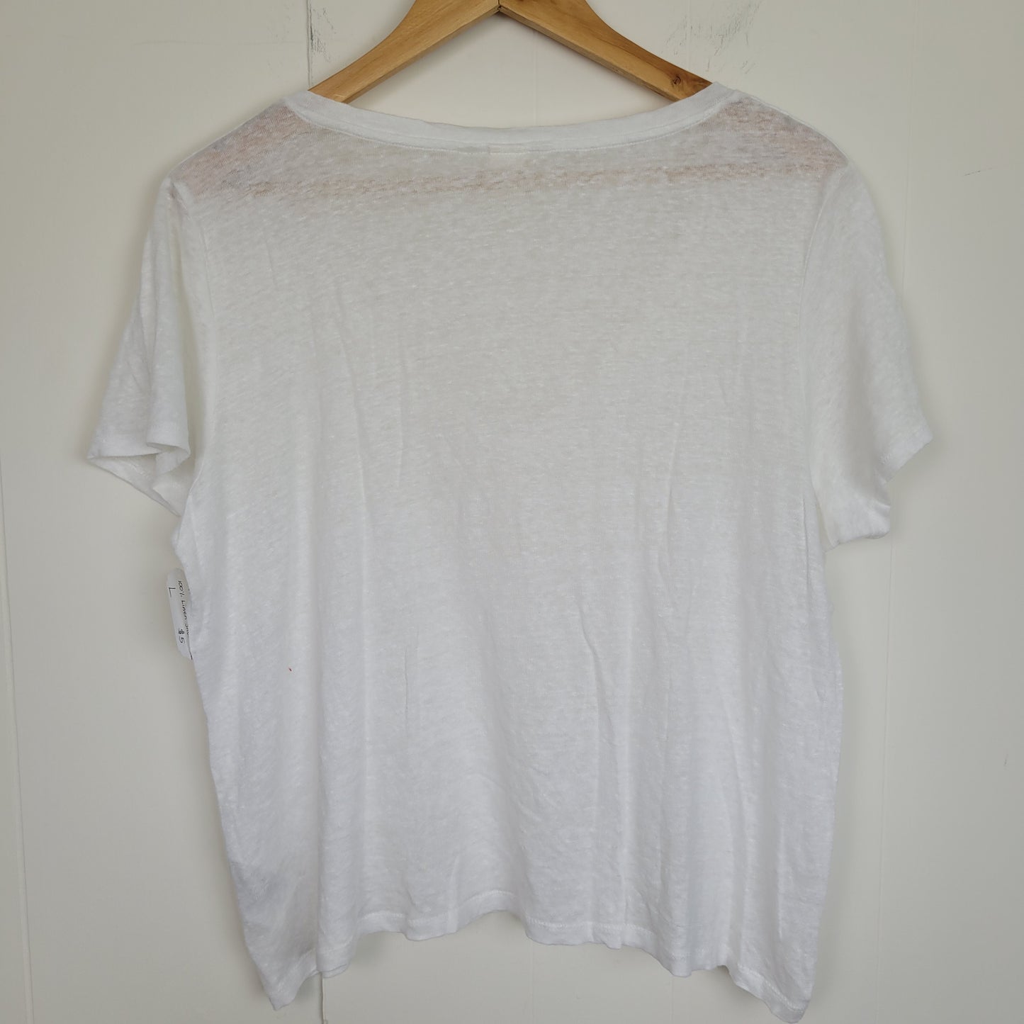 White Linen V-Neck Tee - H&M (Large)
