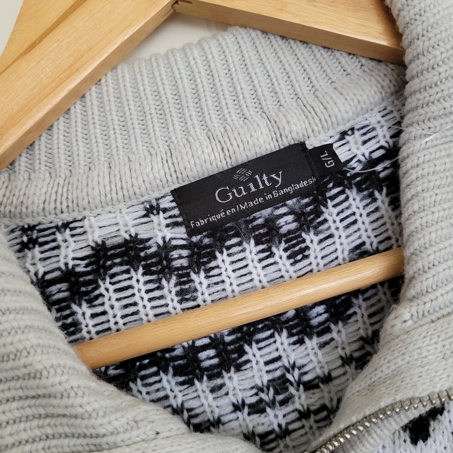 Grey Half Zip Knit Sweater - Guilty (Size L)
