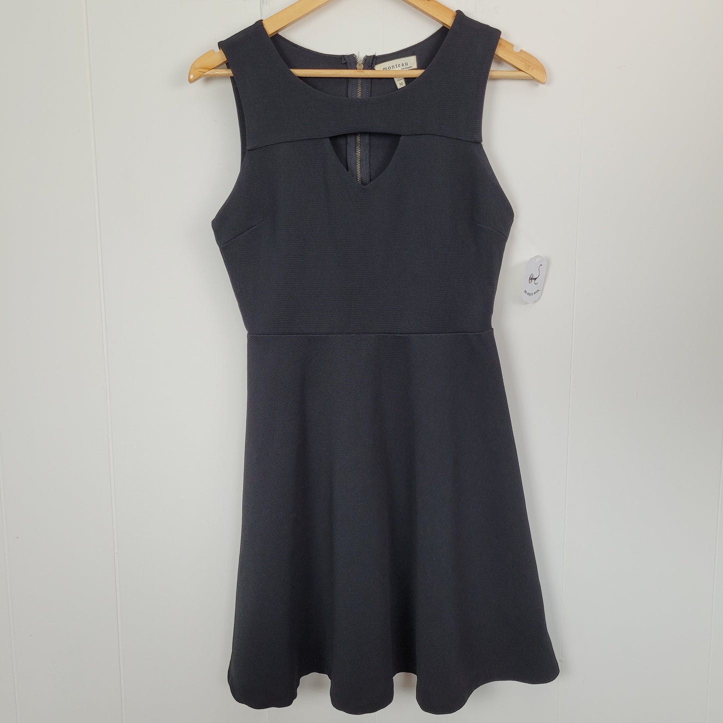 Black Textured Fit & Flare Dress - Monteau (Medium)