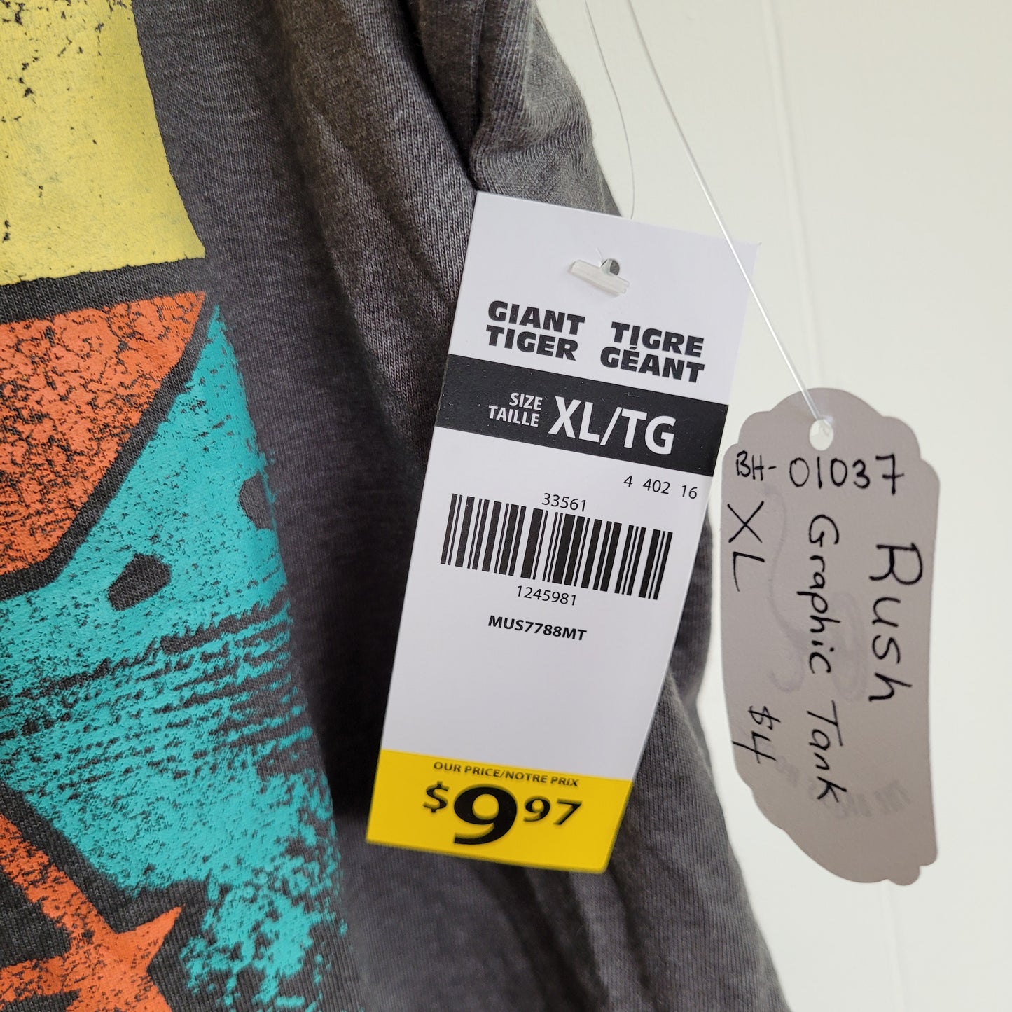 Charcoal Vintage Print Graphic Tank Top – Rush (XL)