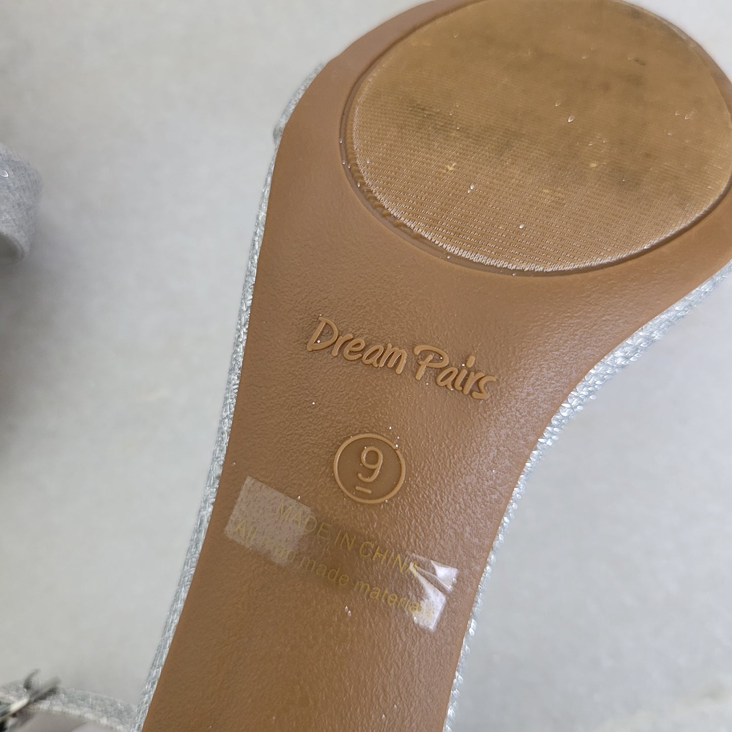 Silver Glitter Block Heel Sandals - Dream Pairs (Size 9)
