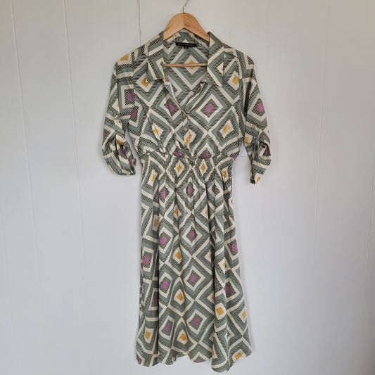 Green Printed Midi Shirt Dress – Alex & Parker (Small)