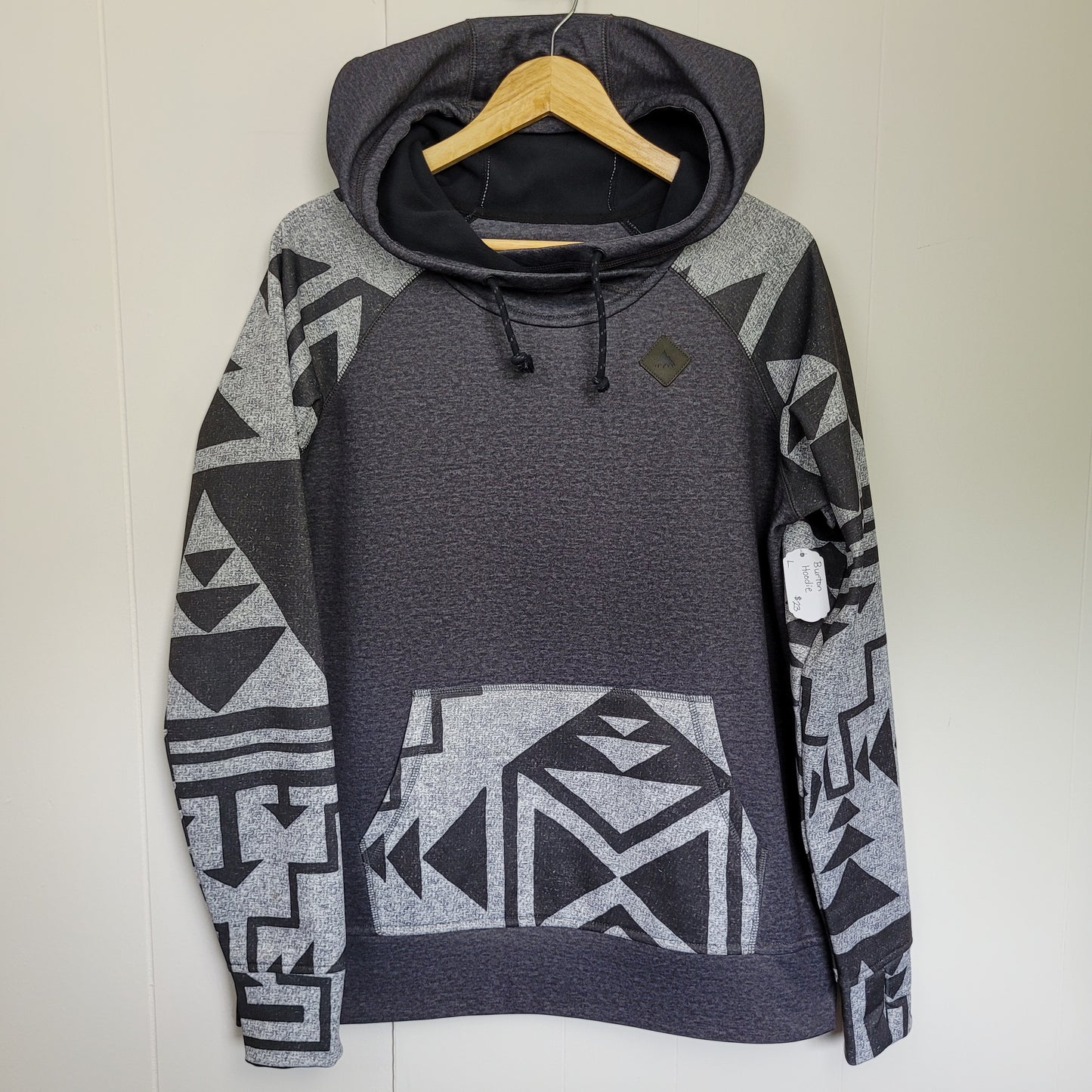 Grey Geometric DRYRIDE Hoodie - Burton (Size L)