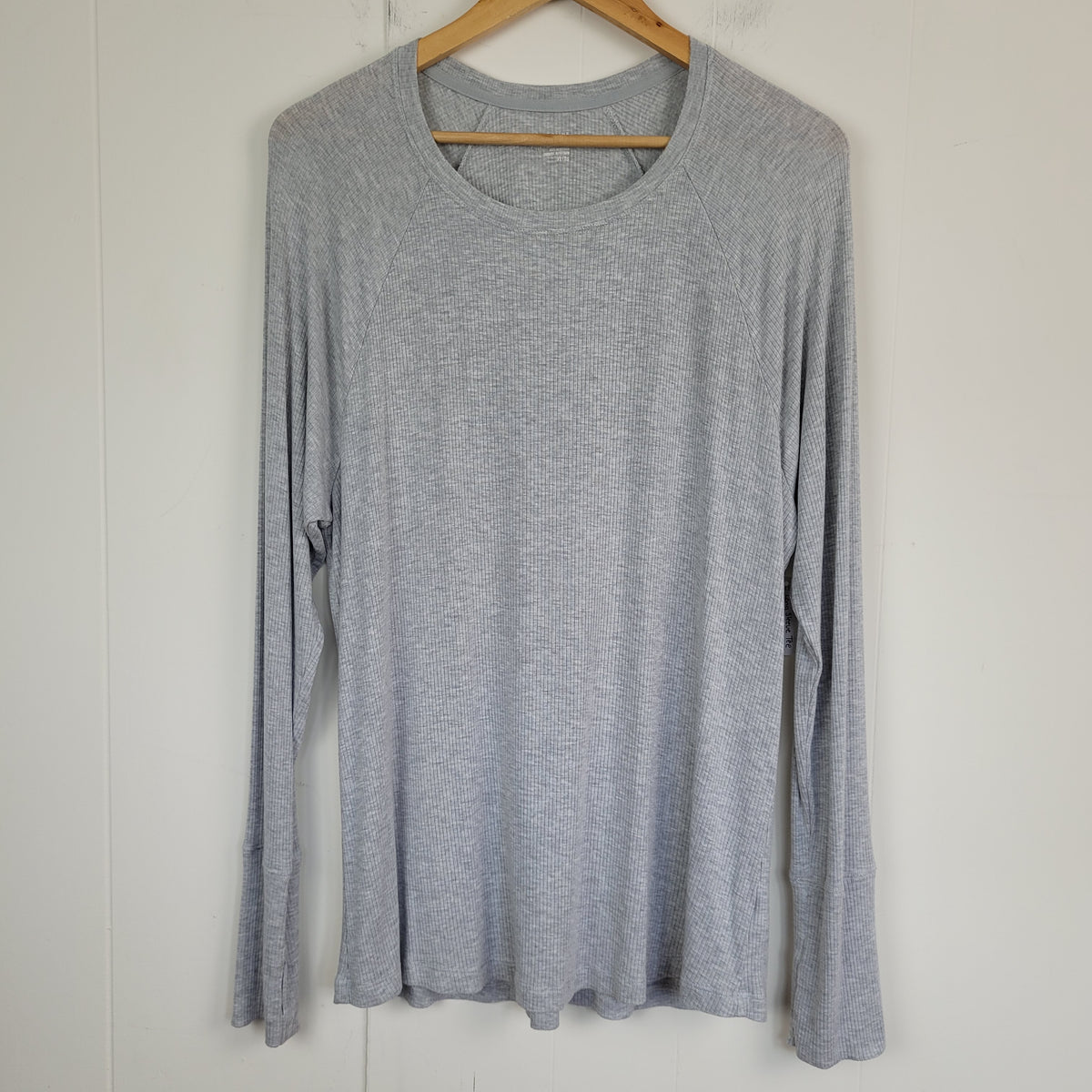 Grey Ribbed Long Sleeve Top - OFFLINE by Aerie (Size XL)