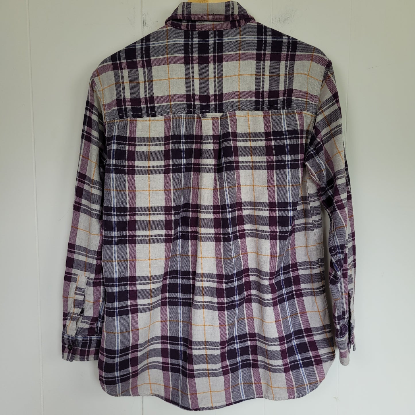 Purple Plaid Cotton Button-Up Shirt - Roots (Women's Medium)