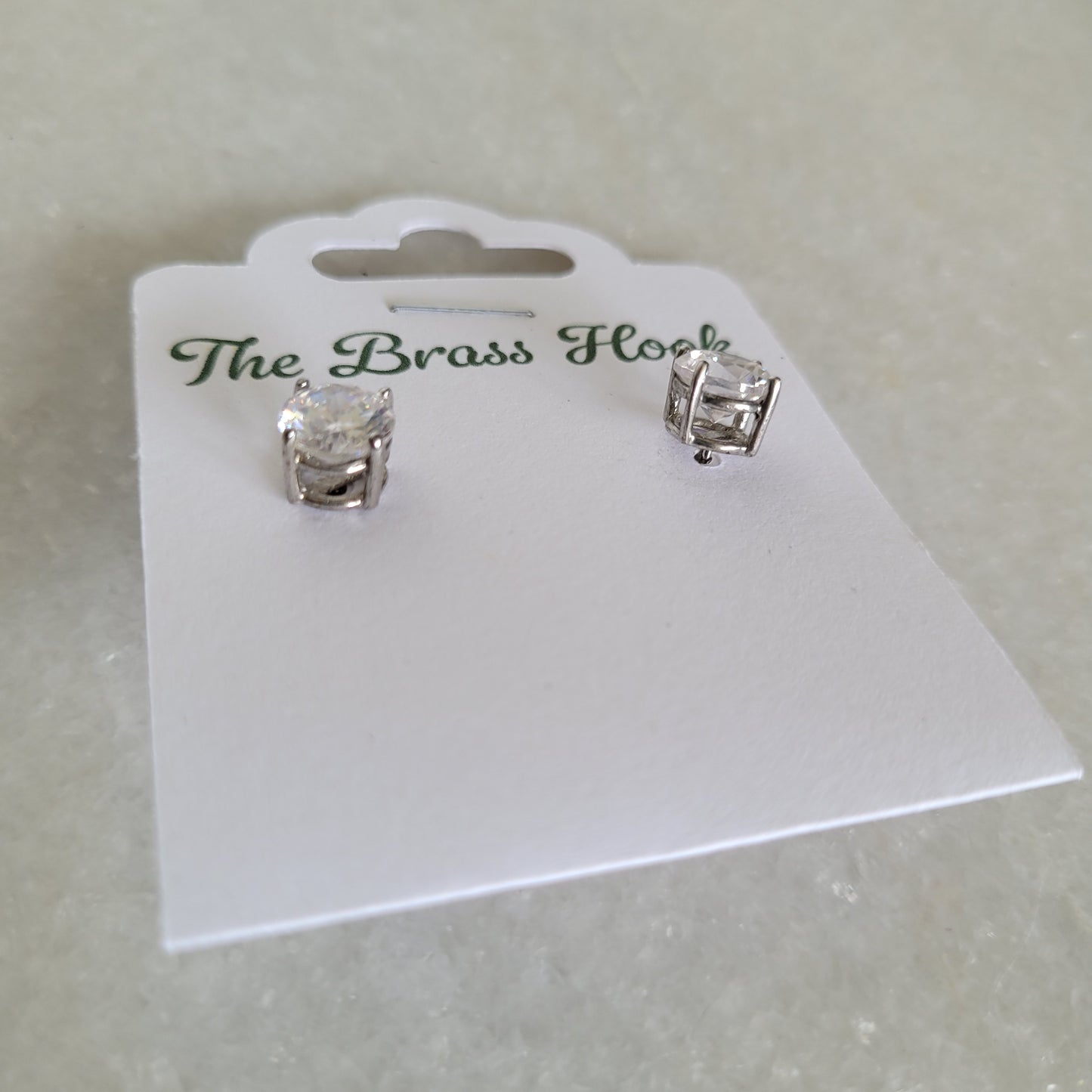 Classic Clear Crystal Stud Earrings - Silver Tone Cubic Zirconia Style