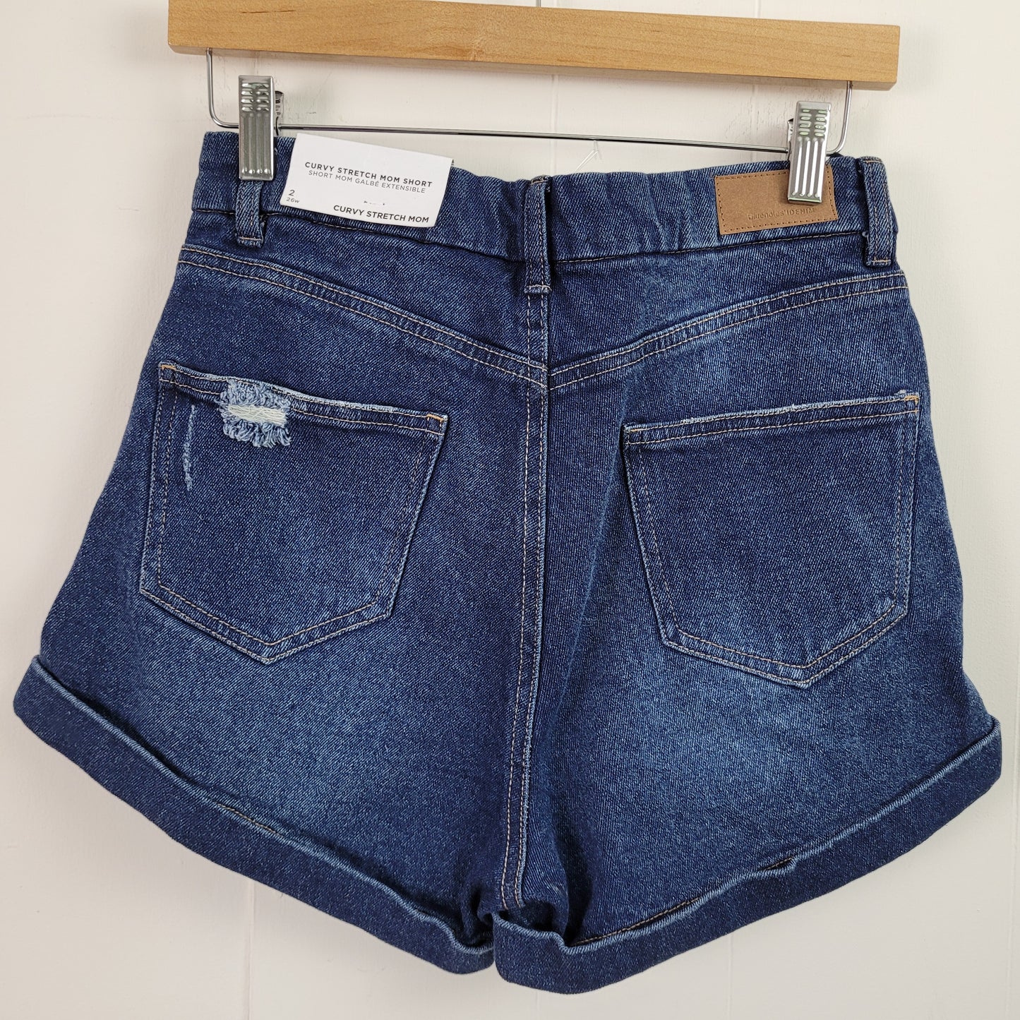Distressed Curvy Mom Denim Shorts - Bluenotes (Size 2 / 26W)