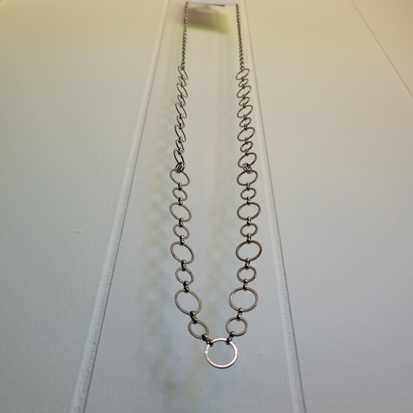 Silver-Tone Circle Link Statement Necklace