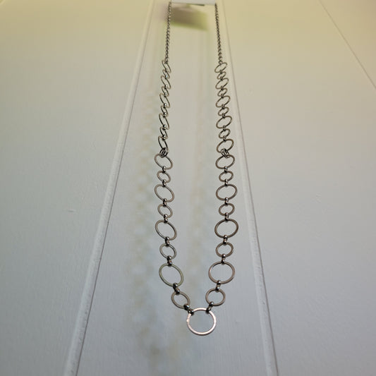 Silver-Tone Circle Link Statement Necklace