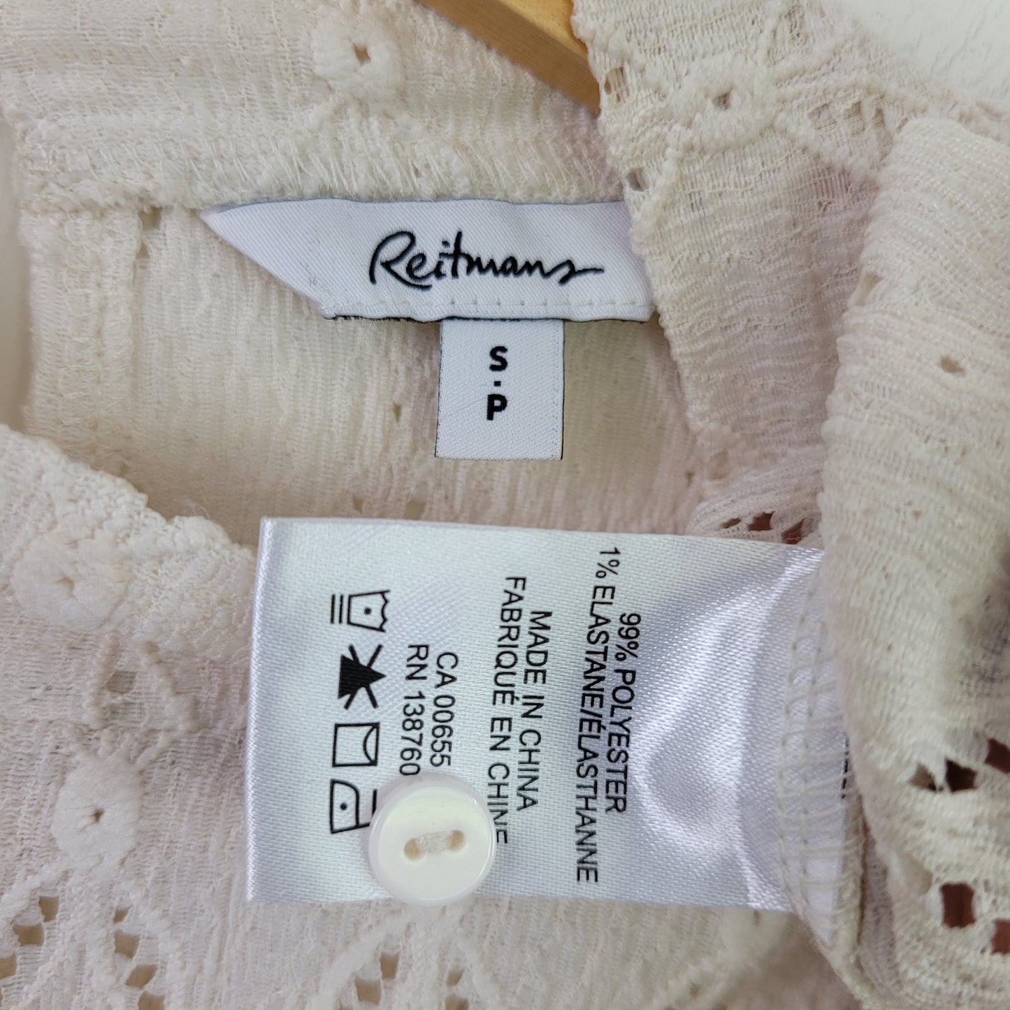 Cream Pointelle Mock Neck Long Sleeve Top - Reitmans (Small)