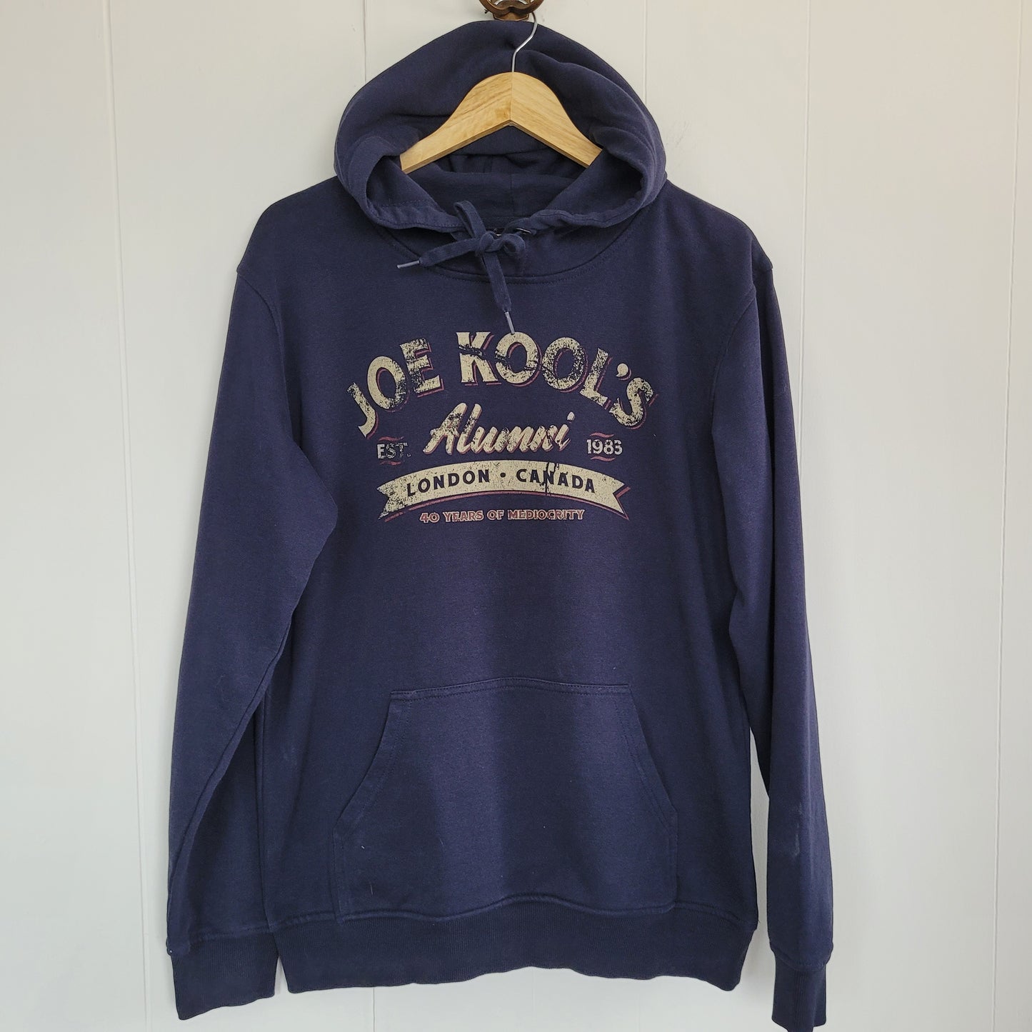 Navy Blue Joe Kool’s London Canada Hoodie – Vintage Style Graphic Pullover – Size L