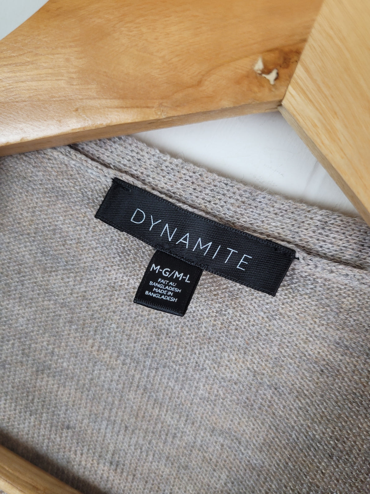 Dynamite M/L Taupe Longline Open Front Knit Vest