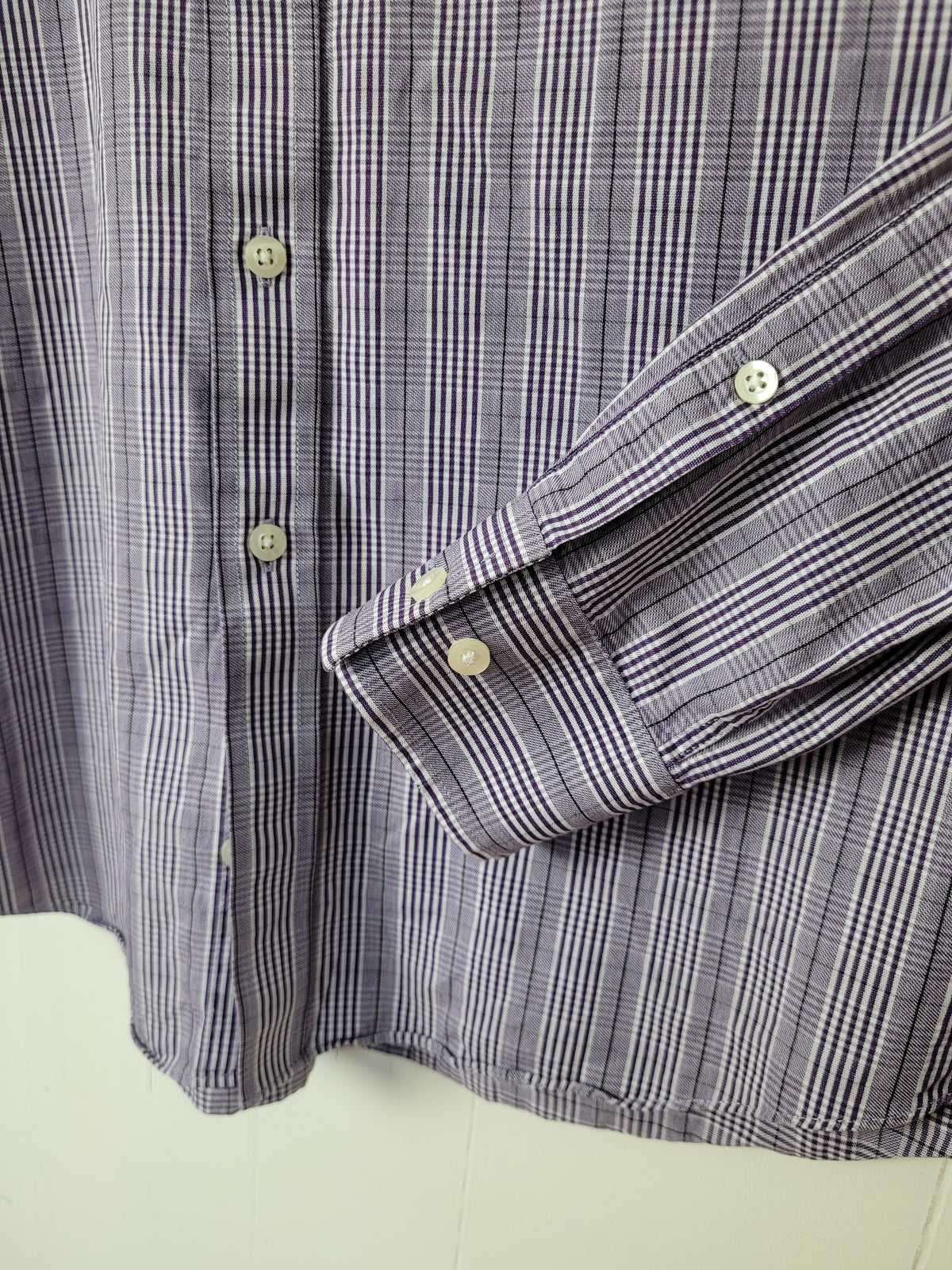 Michael Kors Large Purple Plaid Long Sleeve Button-Up Shirt