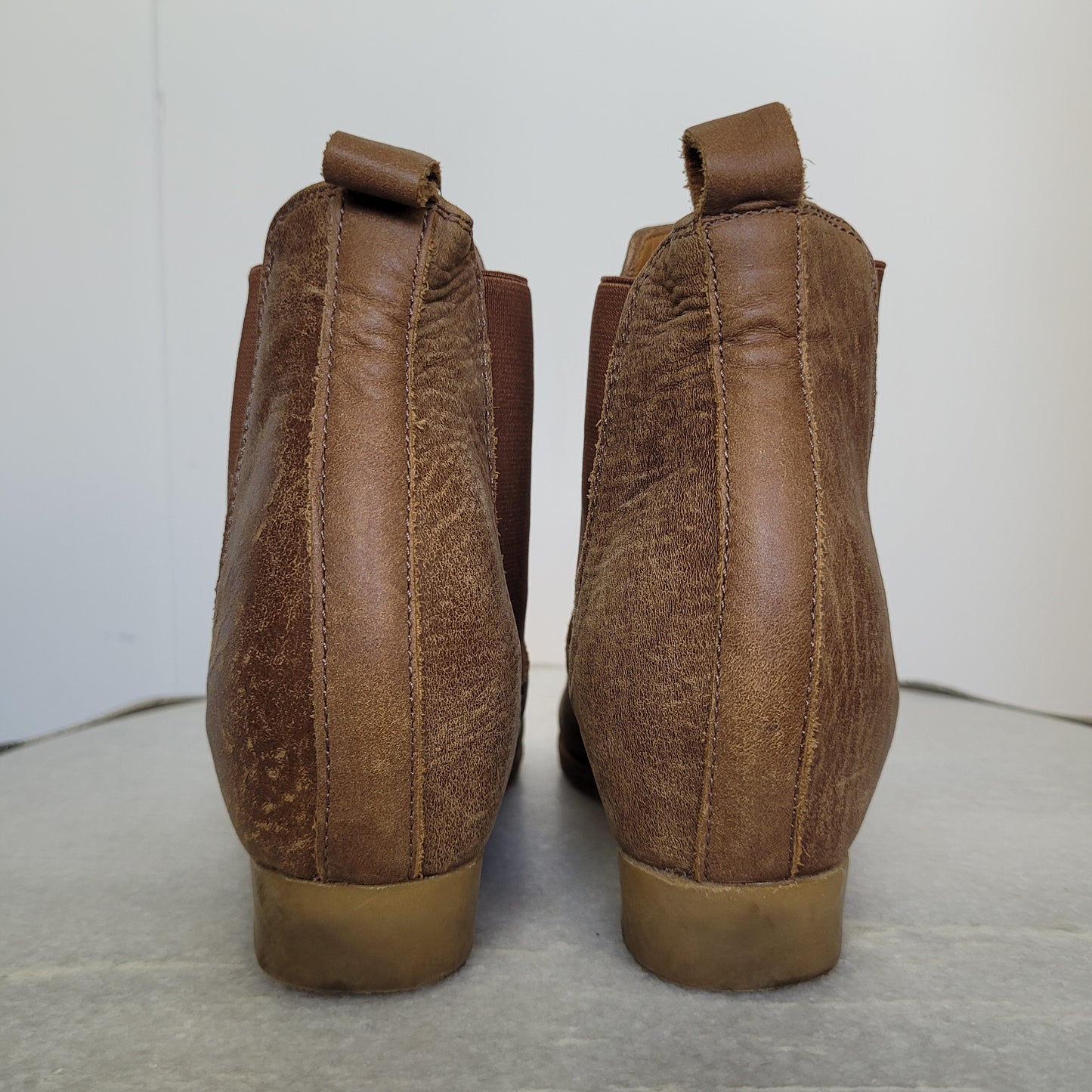 Brown Distressed Leather Chelsea Boots - Roots Made in Italy (Size 35)