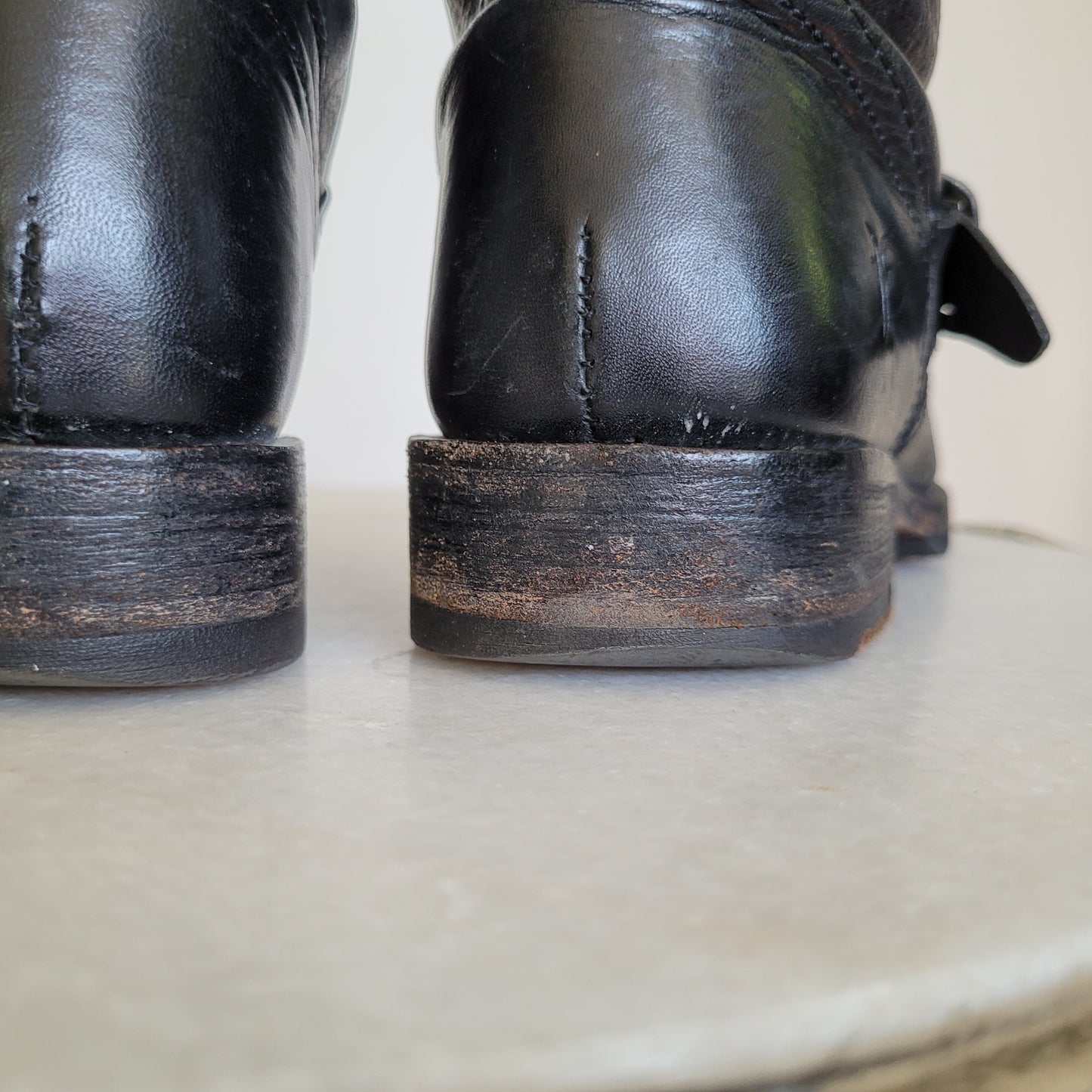 Black Leather Engineer Boots - Frye (Women's 6.5B)