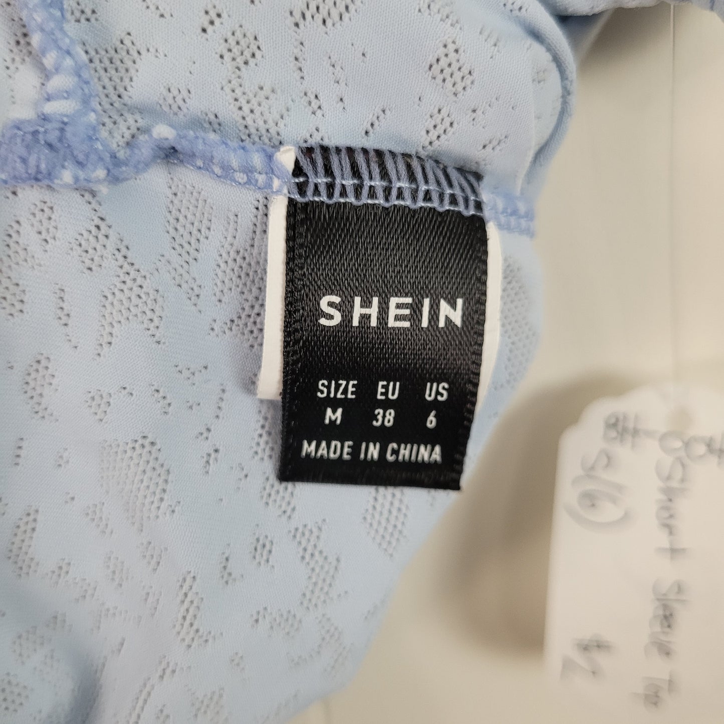 Light Blue Burnout Short Sleeve Tee - SHEIN (S)