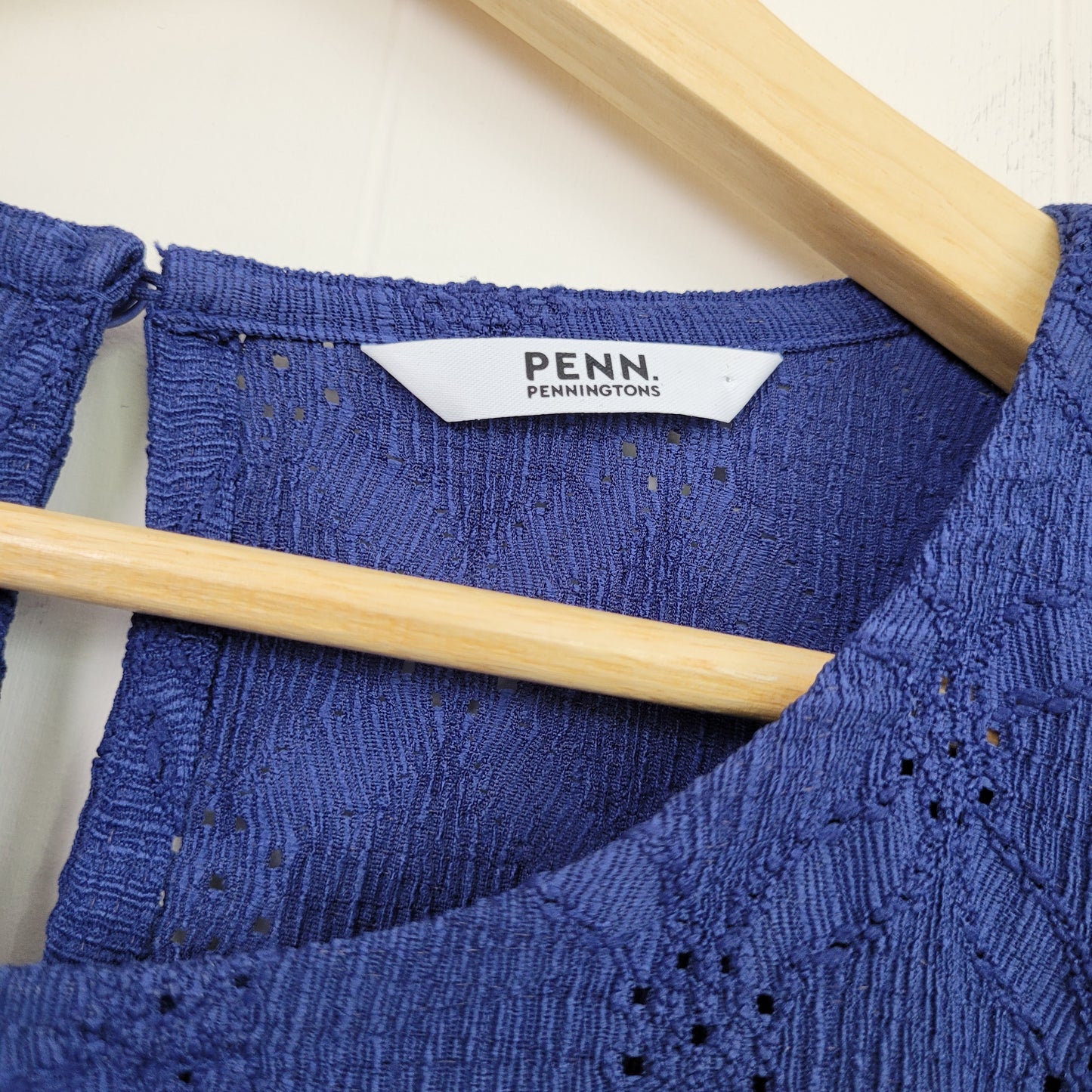 Royal Blue Eyelet Ruffle Sleeve Blouse - PENN. Penningtons (1X)