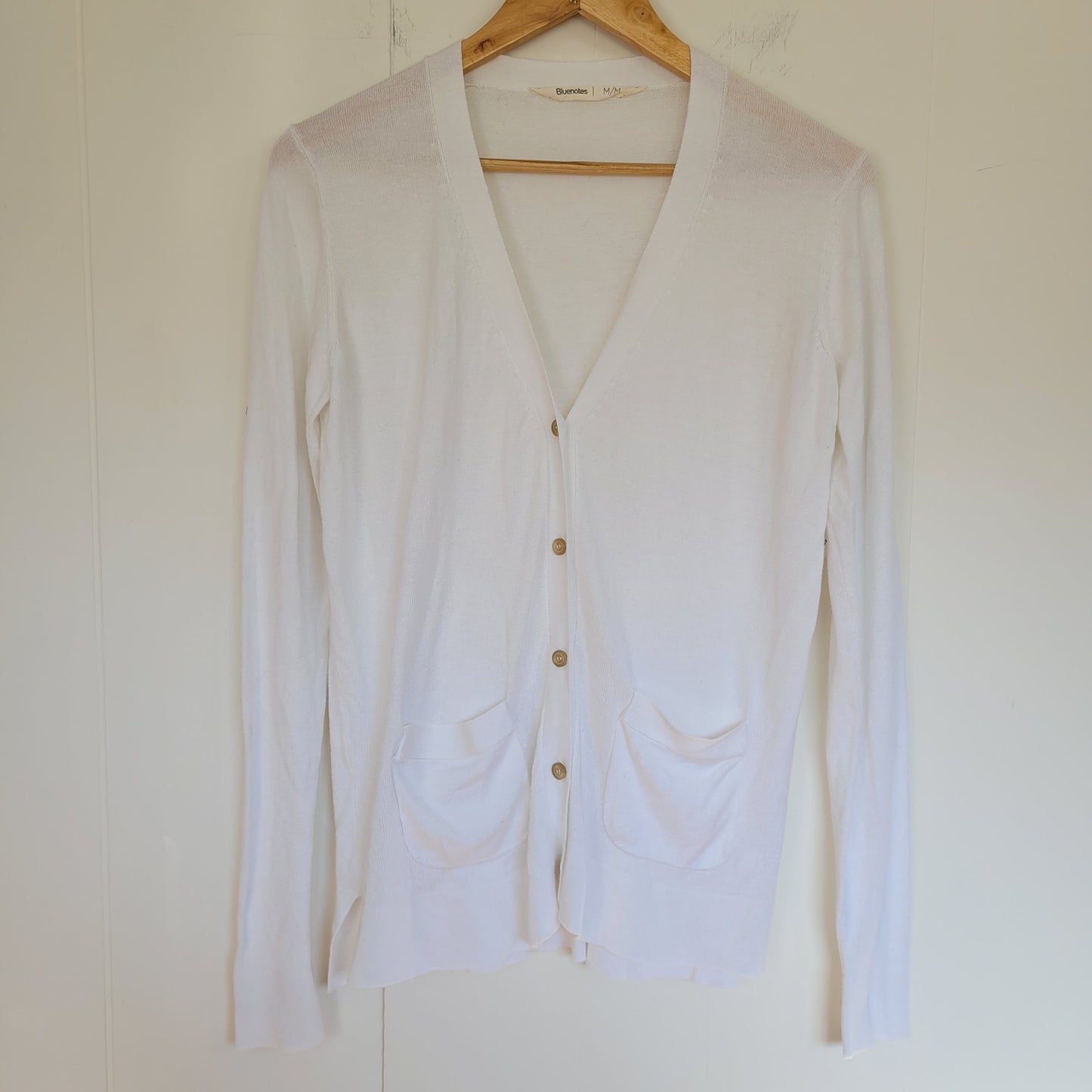 White Button Front Cardigan - Bluenotes (Medium)