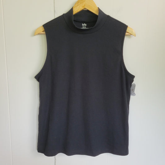 Black Ribbed Mock Neck Tank - iyla (XL)