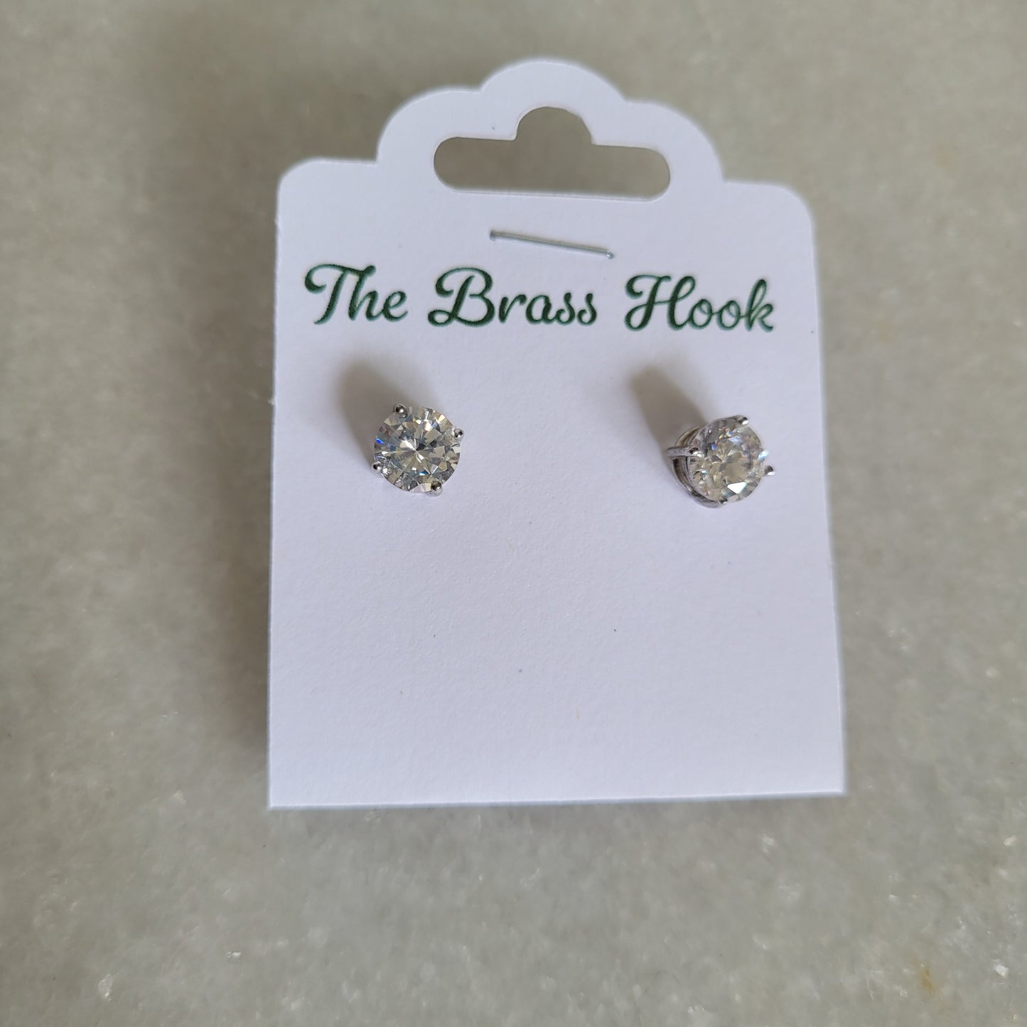 Classic Clear Crystal Stud Earrings - Silver Tone Cubic Zirconia Style