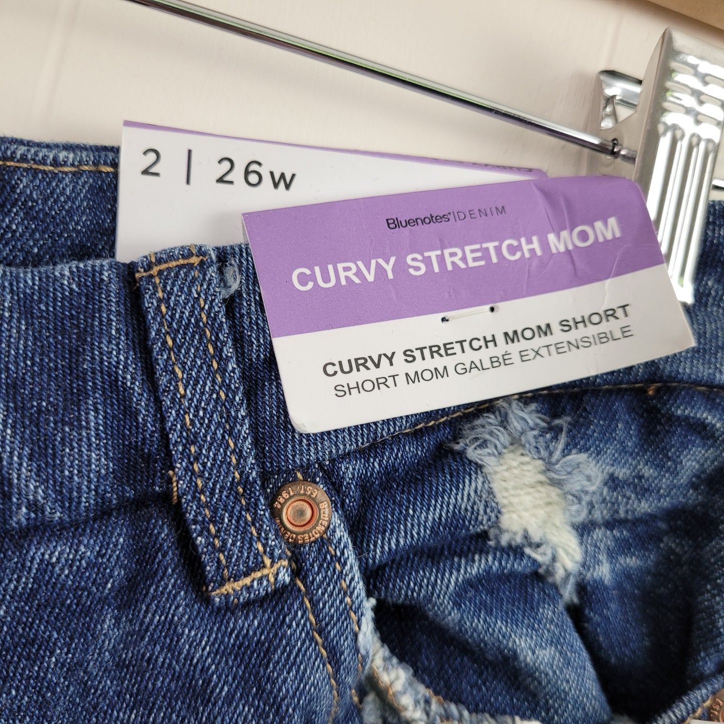 Distressed Curvy Mom Denim Shorts - Bluenotes (Size 2 / 26W)
