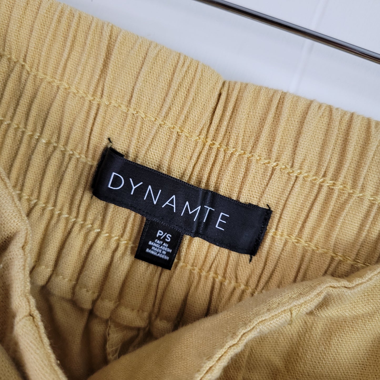 Mustard Linen Blend Paperbag Tie Waist Shorts - Dynamite (Small)