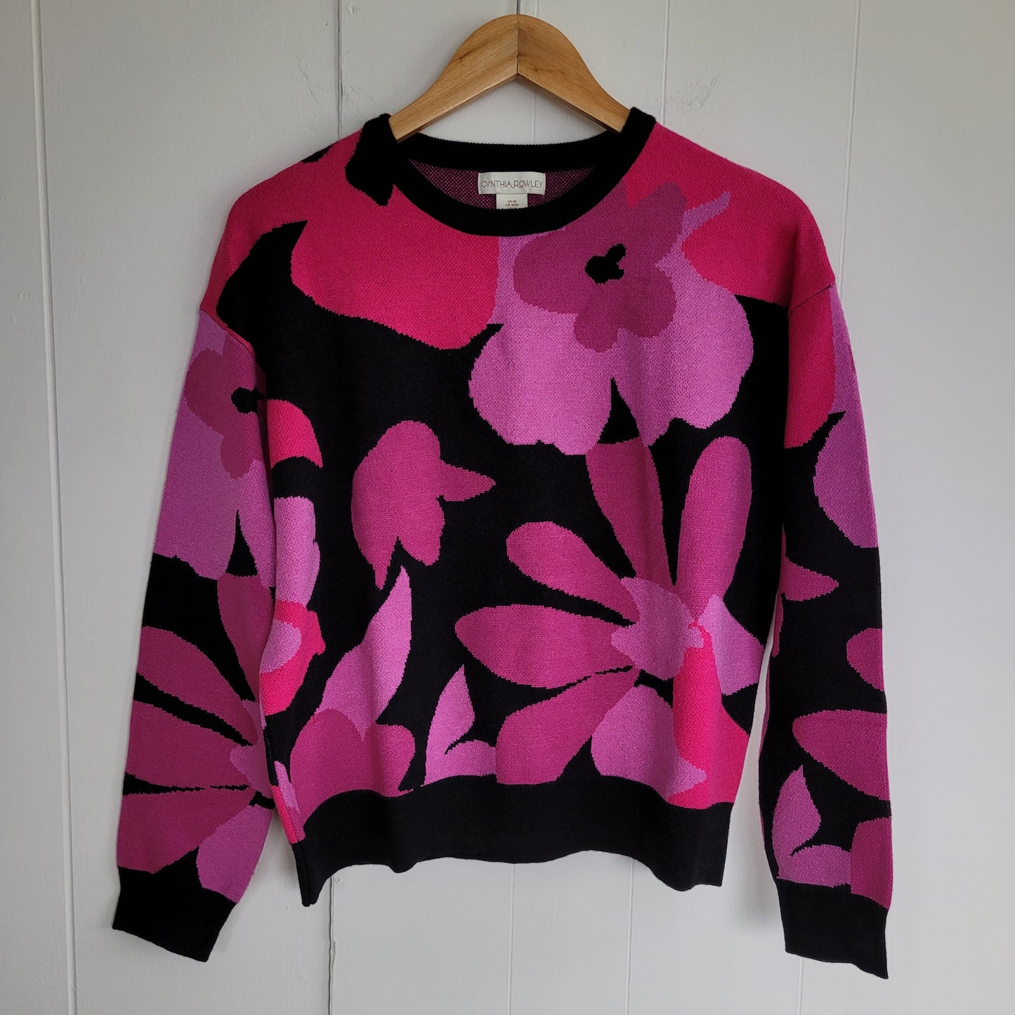 Pink Floral Knit Sweater - Cynthia Rowley (M)