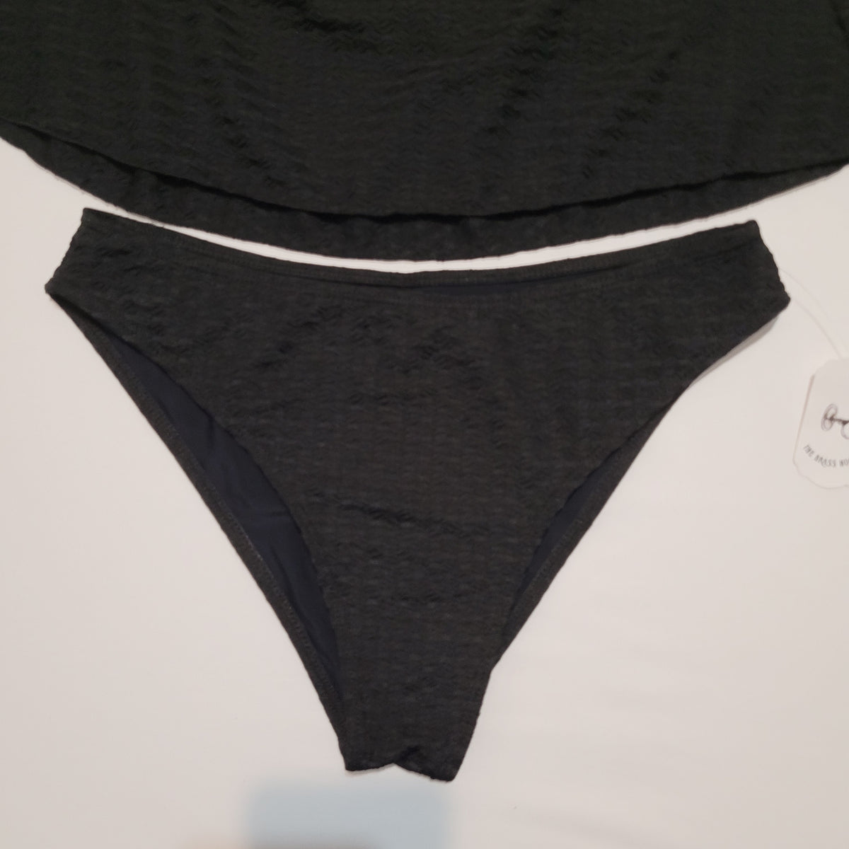 Black Textured Halter Tankini Set - Finesatile (M)