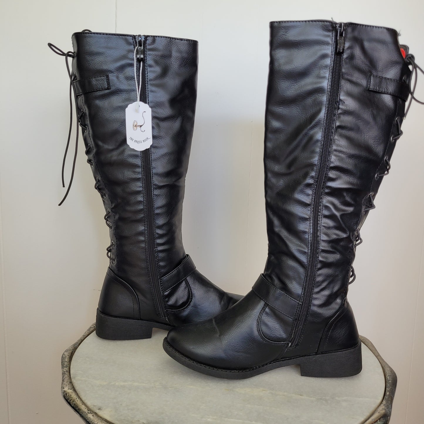 Black Lace-Up Riding Boots - Wanted (Size 6)