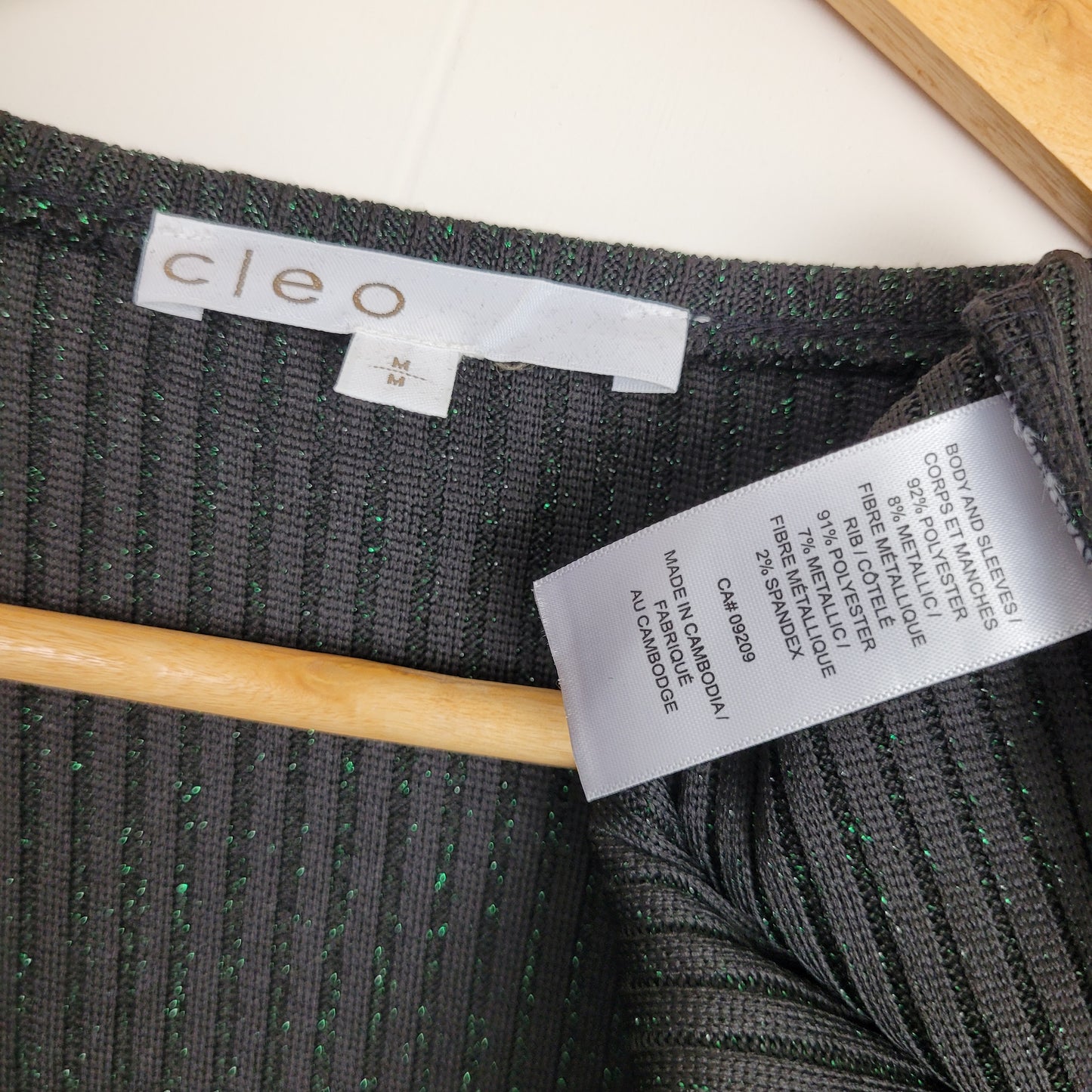 Green Shimmer Rib Knit Top – Cleo (Medium)