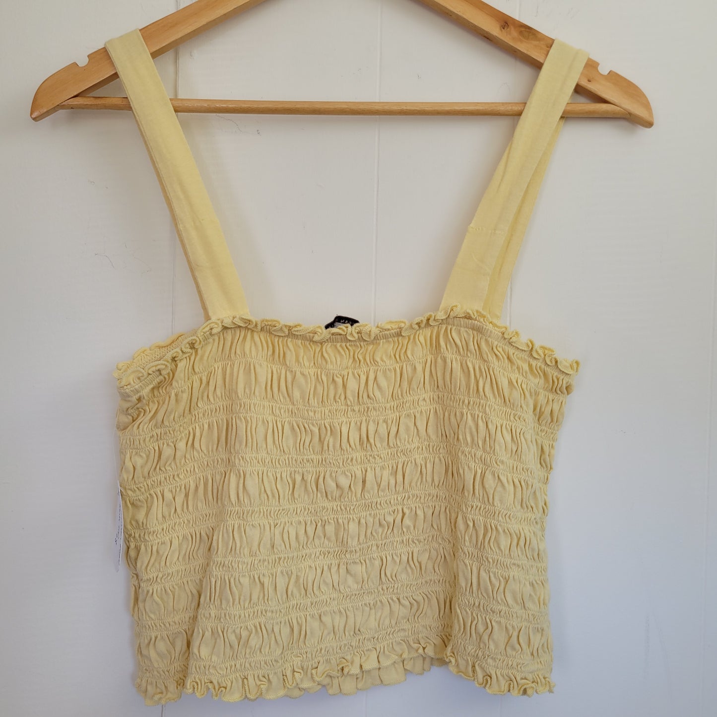 Yellow Smocked Crop Tank - American Eagle (Large)