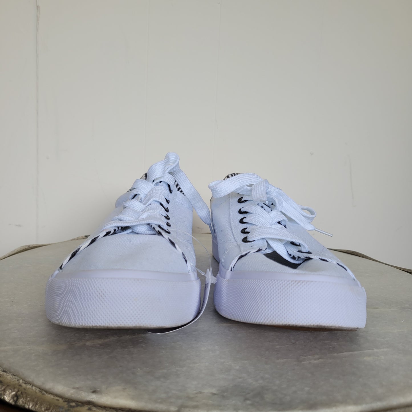 White Canvas Lace-Up Sneakers - Size 10.5