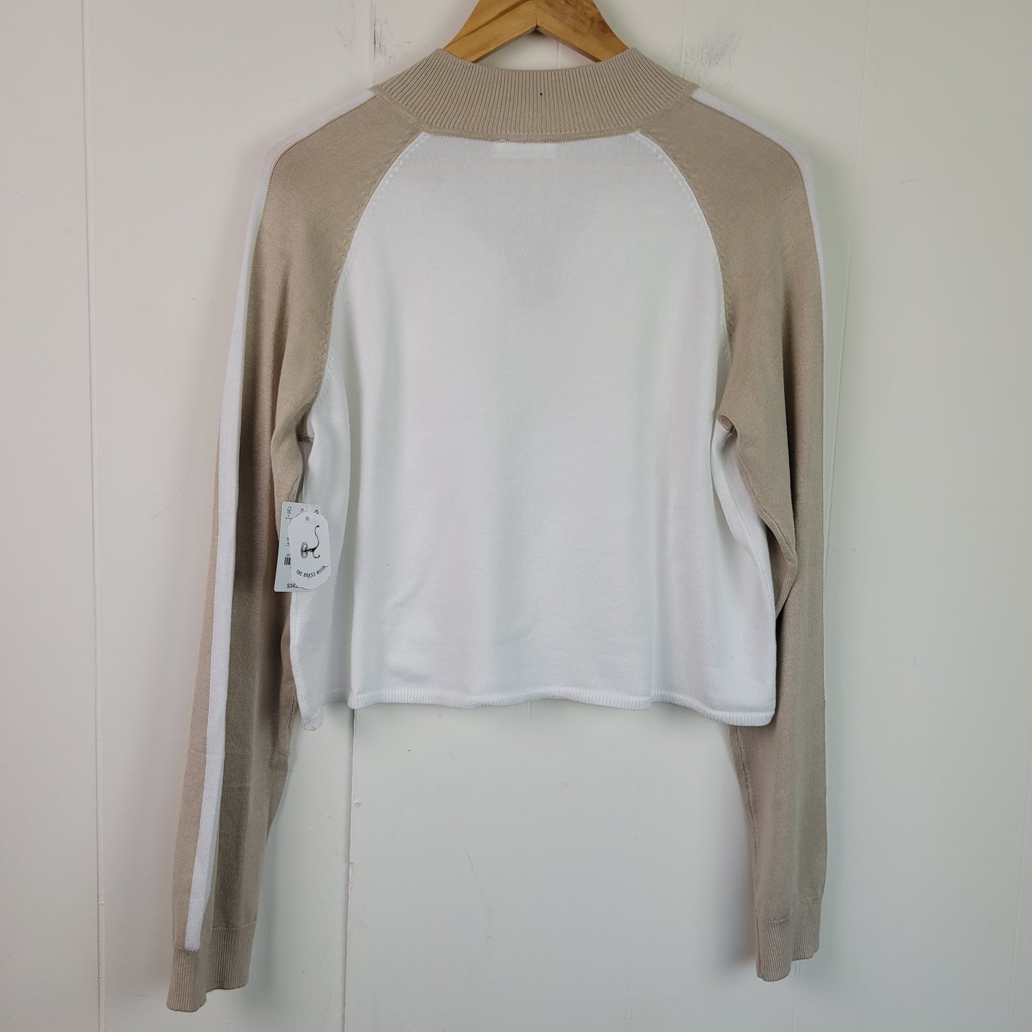 Cream & Beige Quarter Zip Knit Sweater - Ardene (Medium)