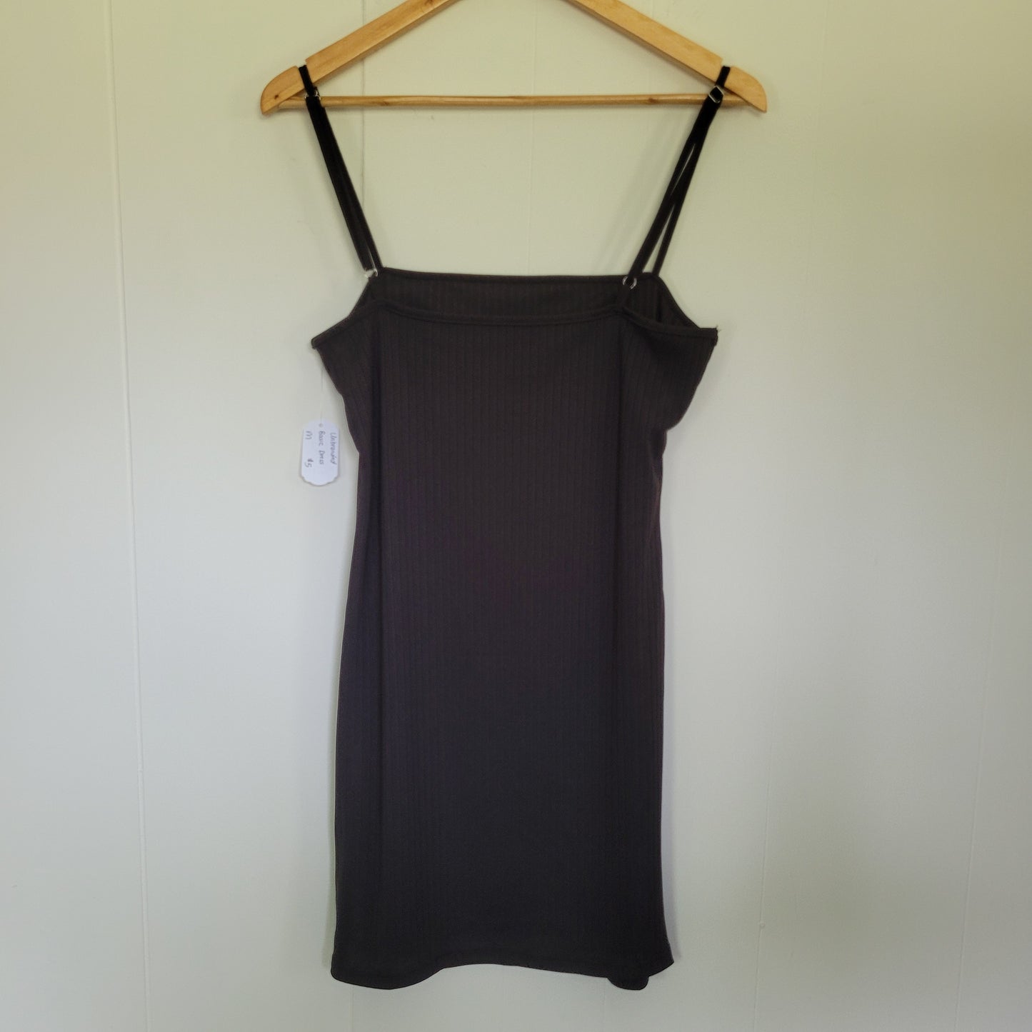 Black Ribbed Mini Dress (Size Medium)