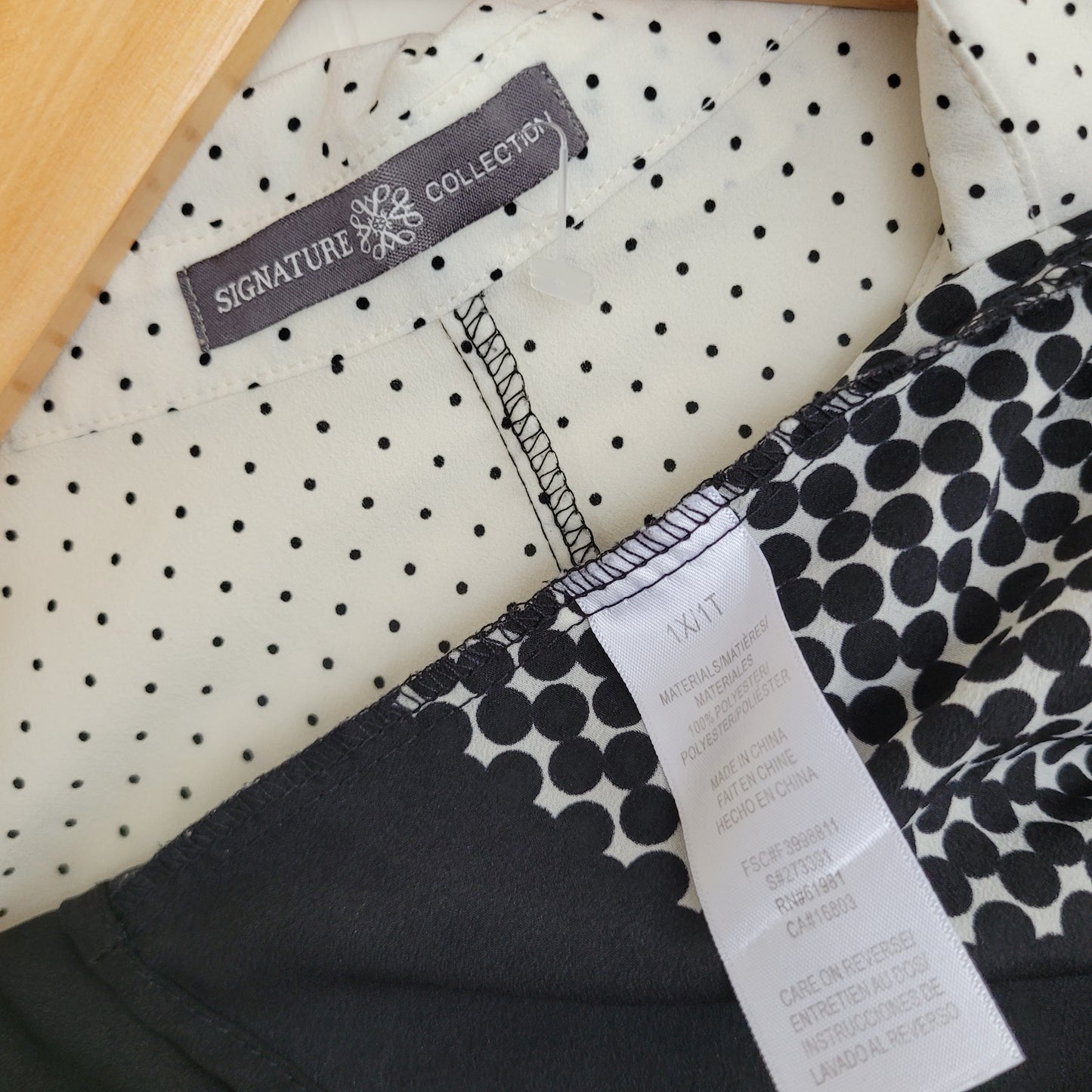 Black & White Polka Dot Sleeveless Blouse Flowy Hem - Signature Collection (Size 1X)