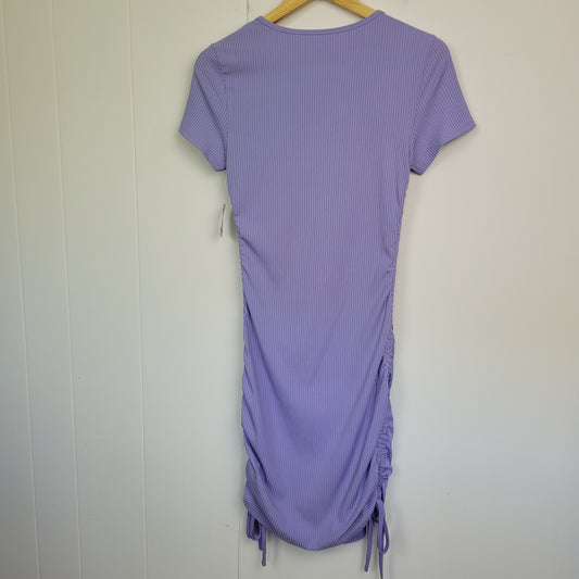 Lavender Ribbed Ruched Bodycon Dress - Shein (Small - 6)