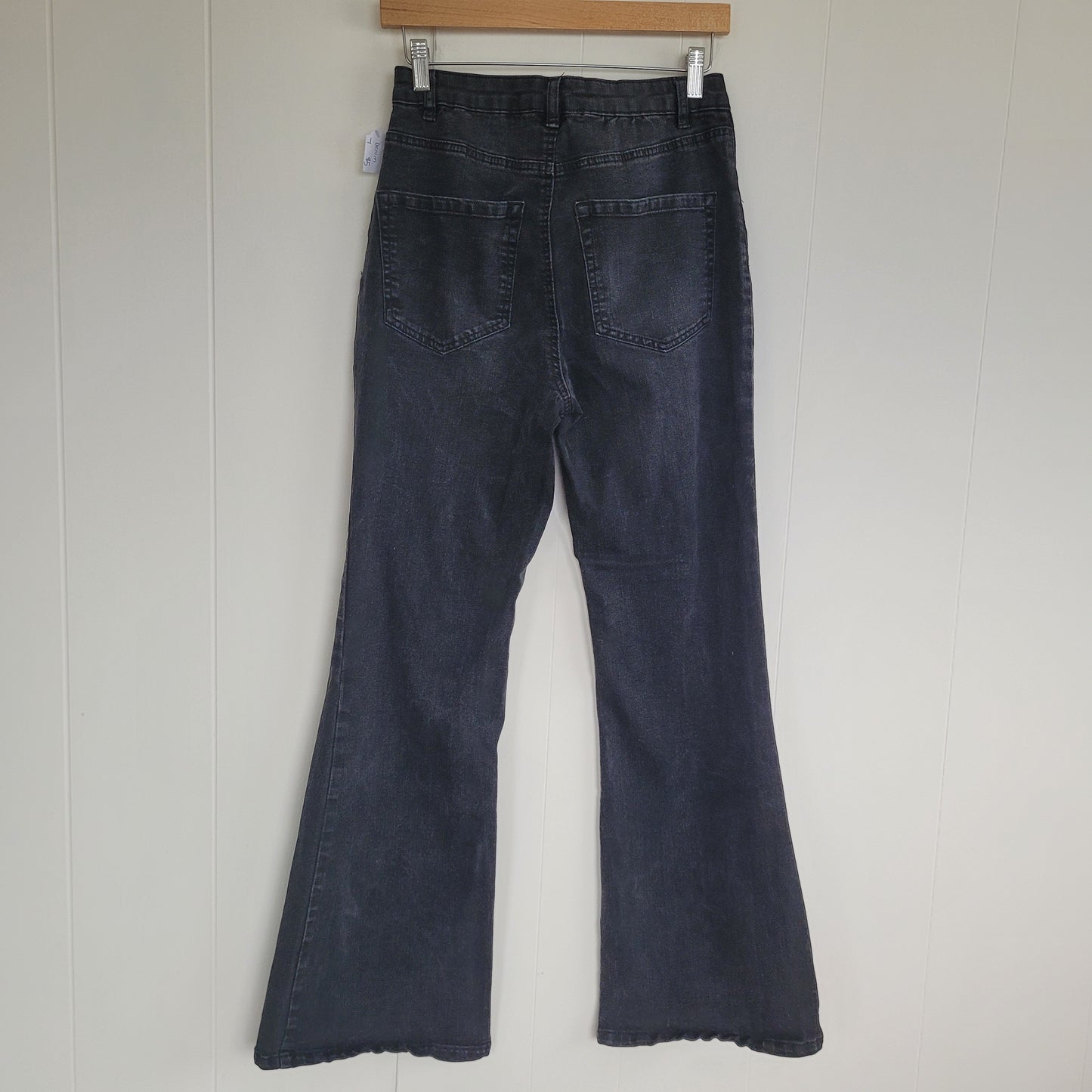 Black Wash Flare Jeans - No Boundaries (Size 7)