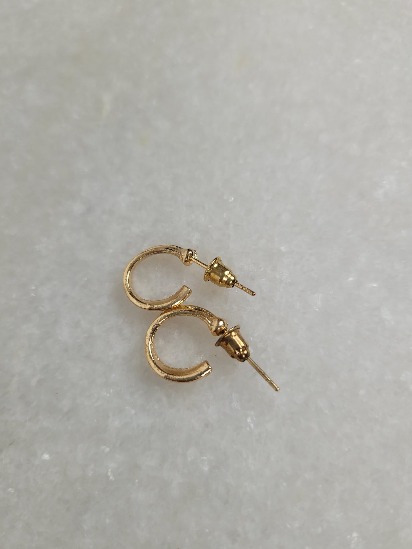 Gold Tone Mini Hoop Stud Earrings