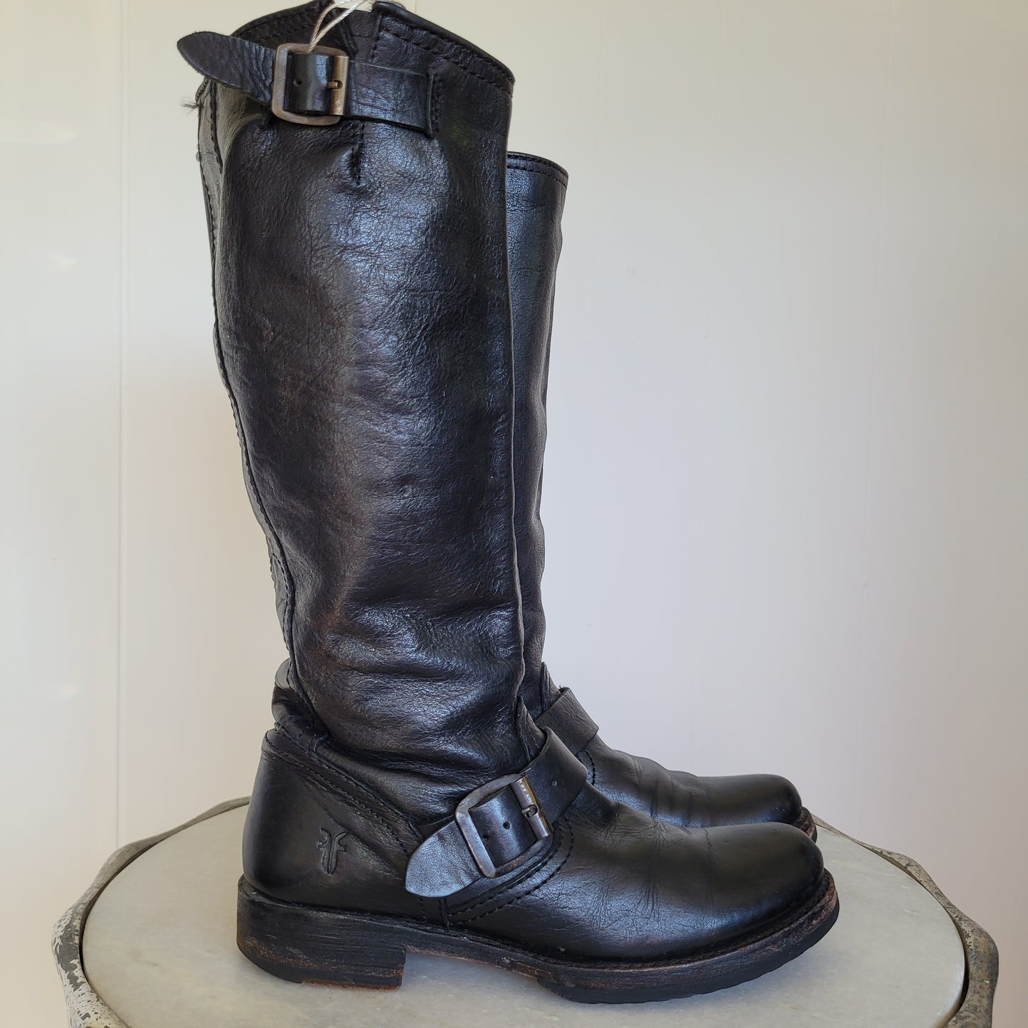 Black Leather Engineer Boots - Frye (Women's 6.5B)