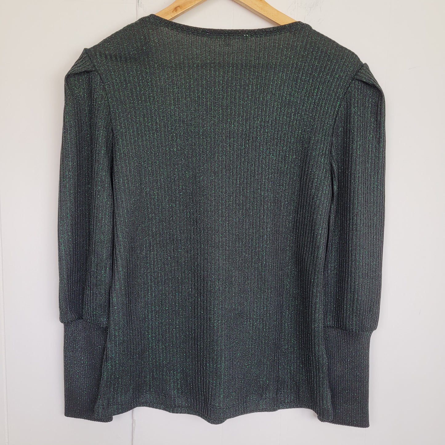 Green Shimmer Rib Knit Top – Cleo (Medium)
