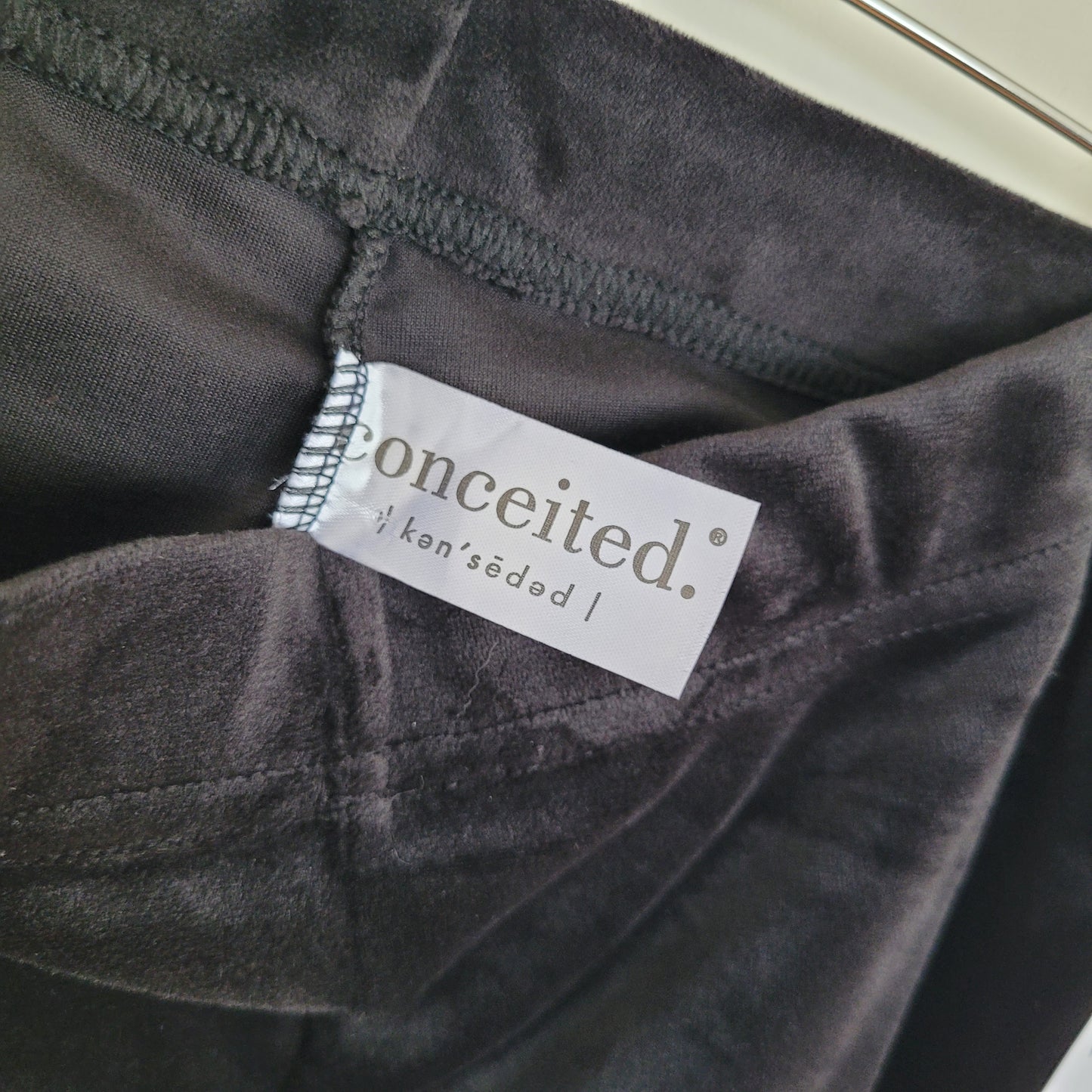 Black Velour Leggings - Soft Stretch Lounge Style - Conceited (L)