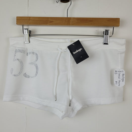 White Rhinestone “53” Lounge Shorts - Bosloga (S)