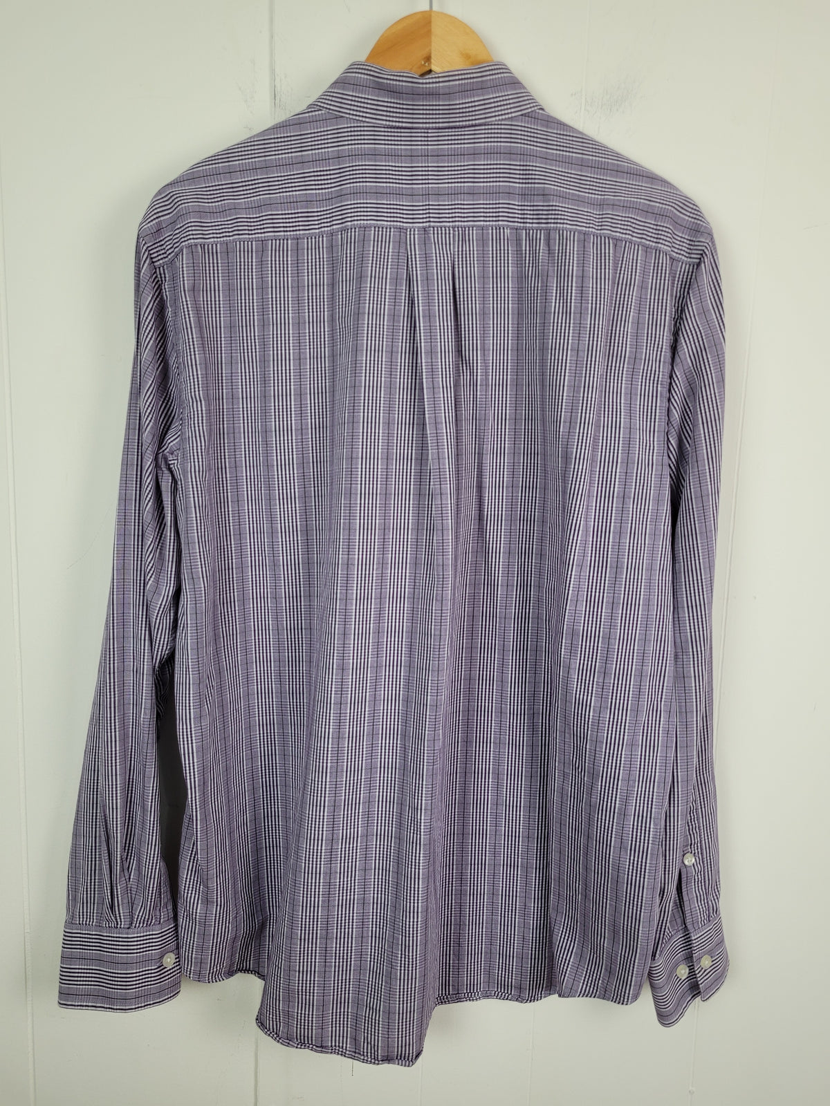Michael Kors Large Purple Plaid Long Sleeve Button-Up Shirt