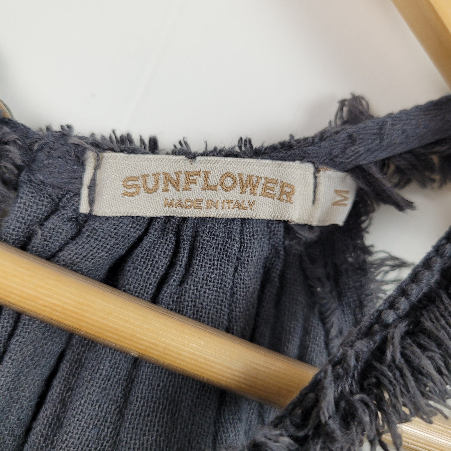 Charcoal Grey Italian Linen Blend Frayed Trim Maxi Dress - Sunflower (Medium)