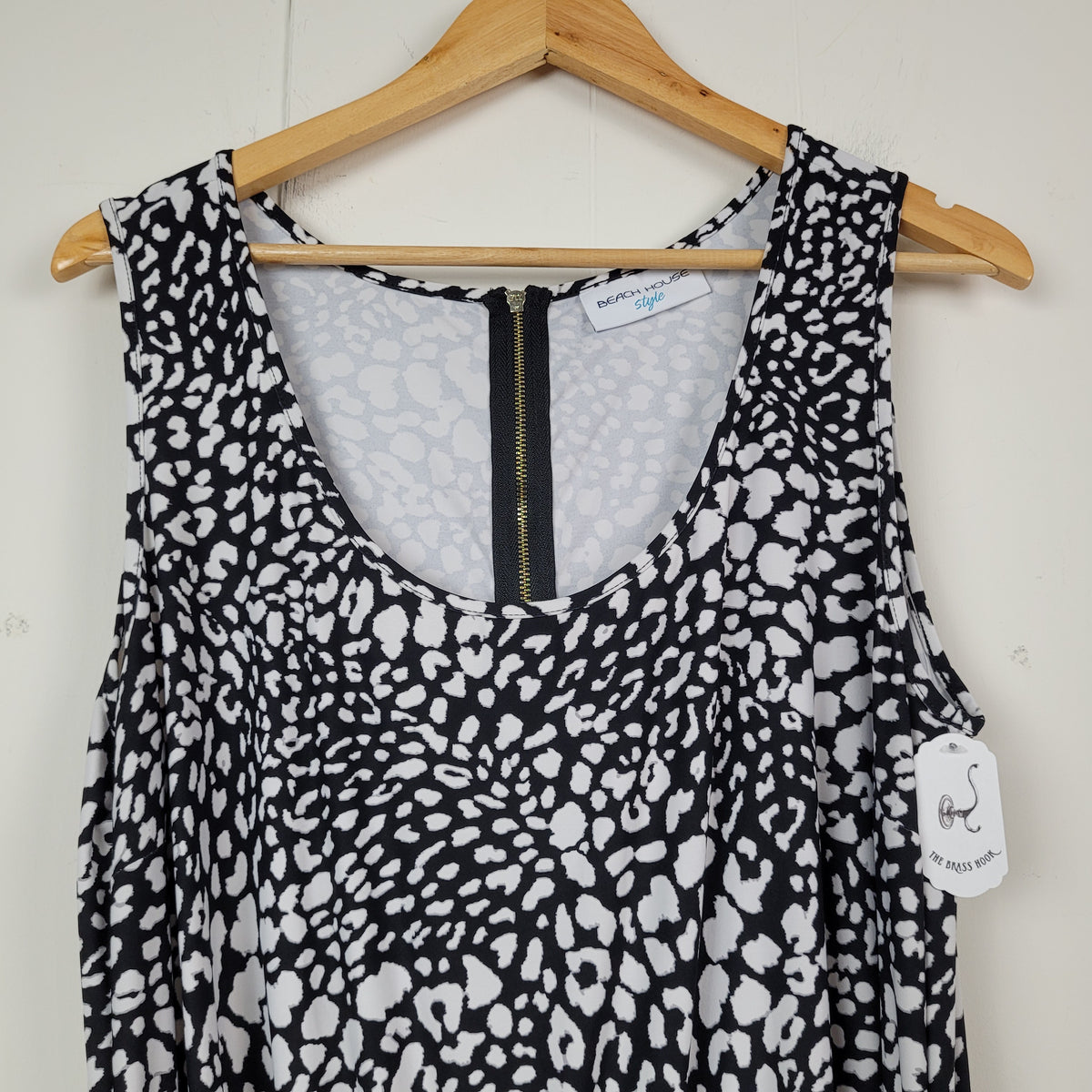 Black & White Animal Print Swim Cover-Up Romper - Beach House Style (XL)